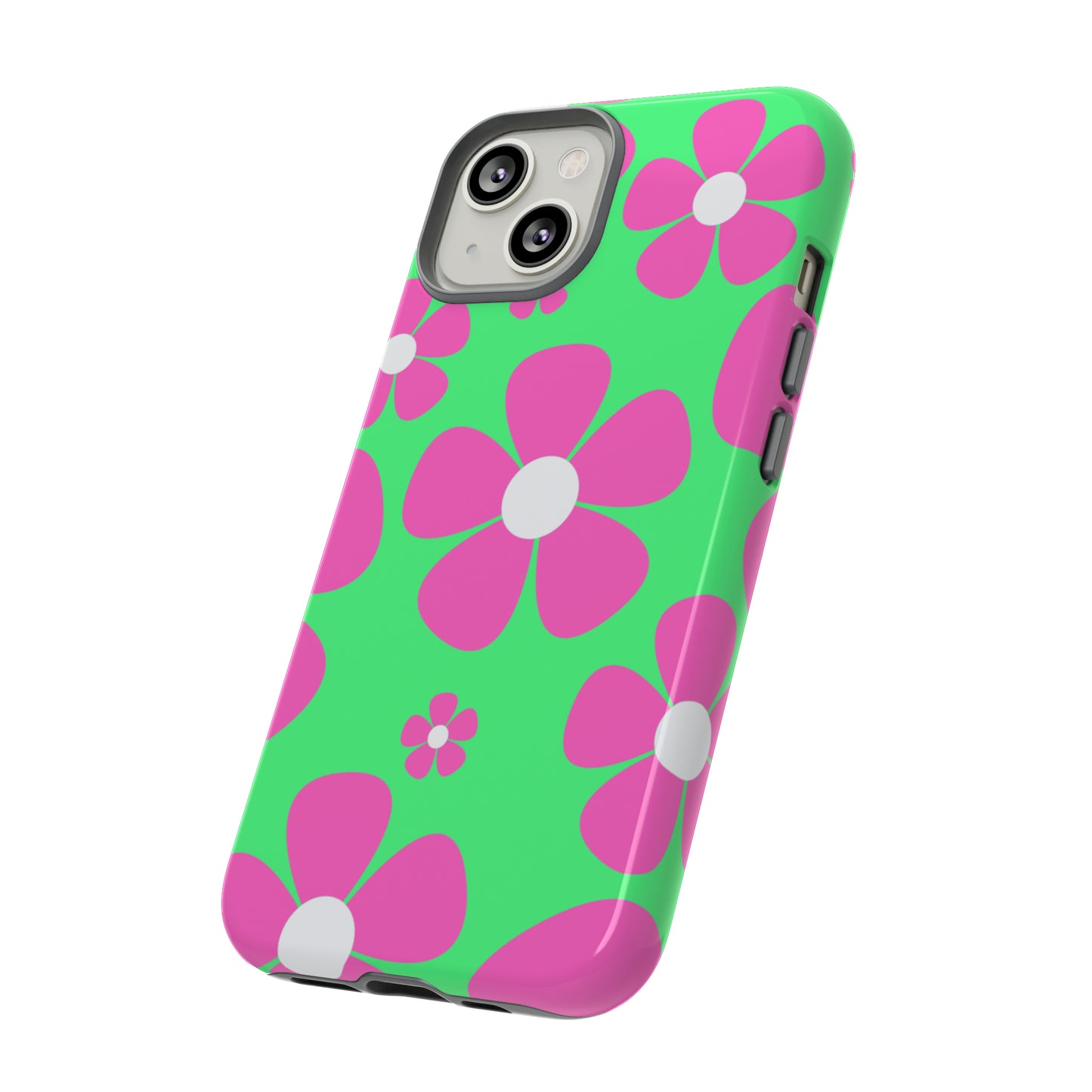 Green with pink flowers protective case