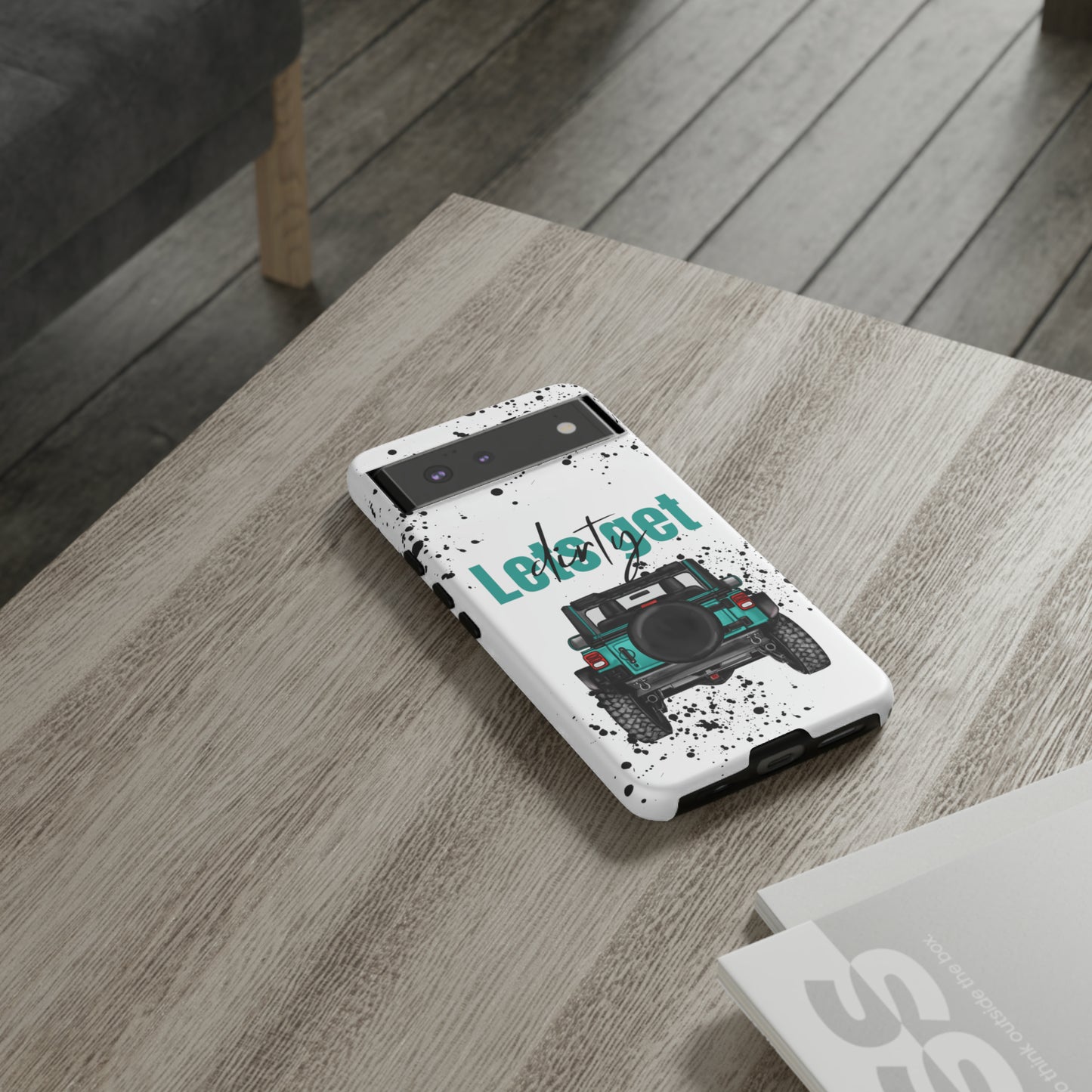 Lets Get Dirty Protective Phone Case for Iphone, Google and Samsung Splatter Turquoise