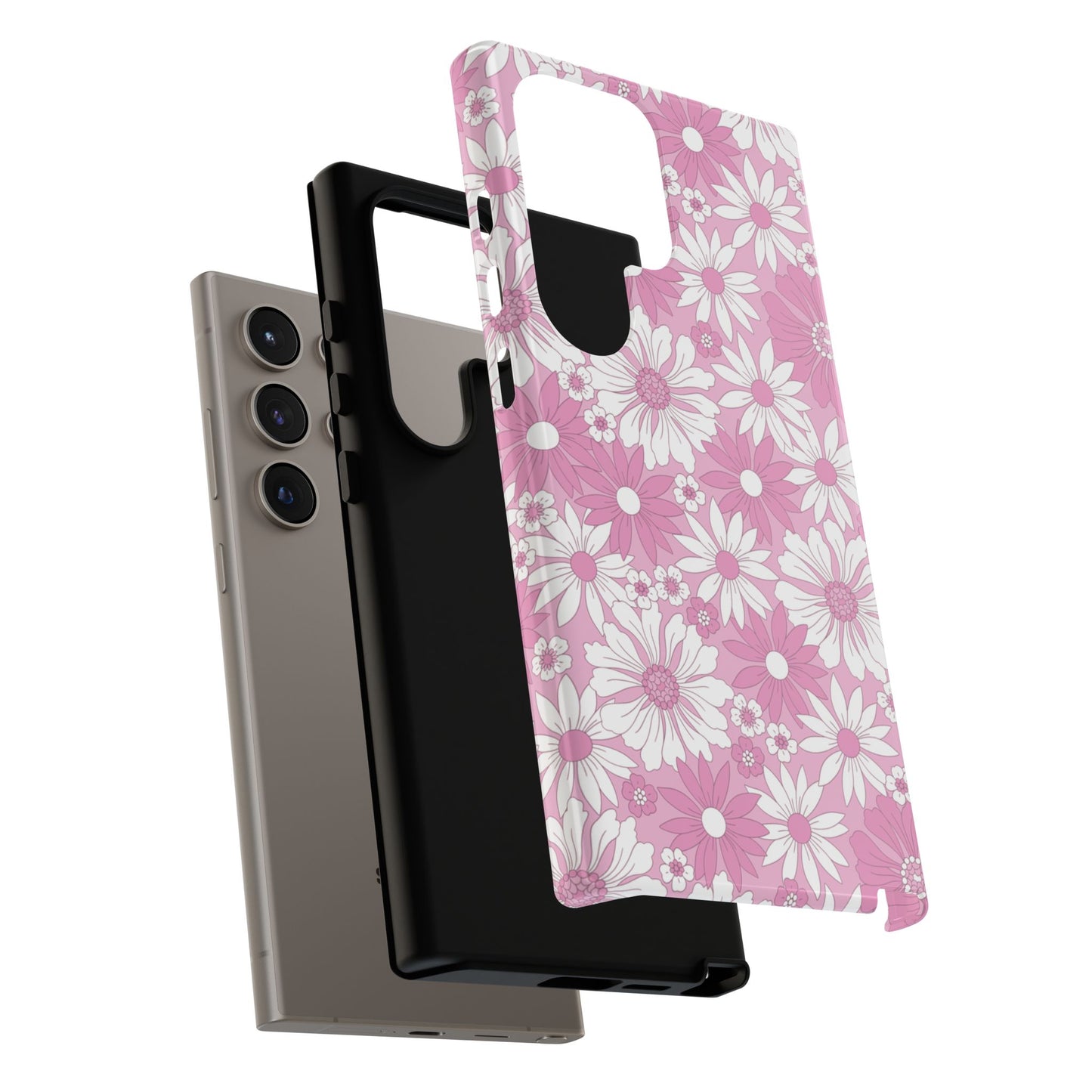 Pink and White Flowers Protective Phone Case