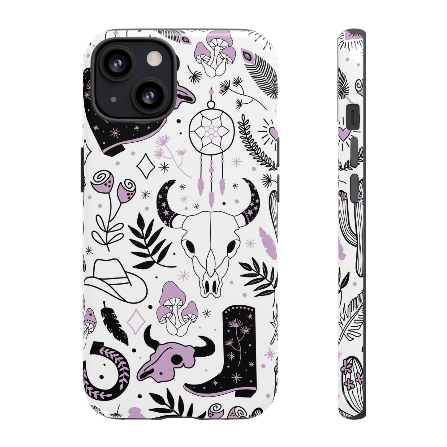 Purple and Black Western Protective Drop Proof Case Iphone, Samsung and Google phones