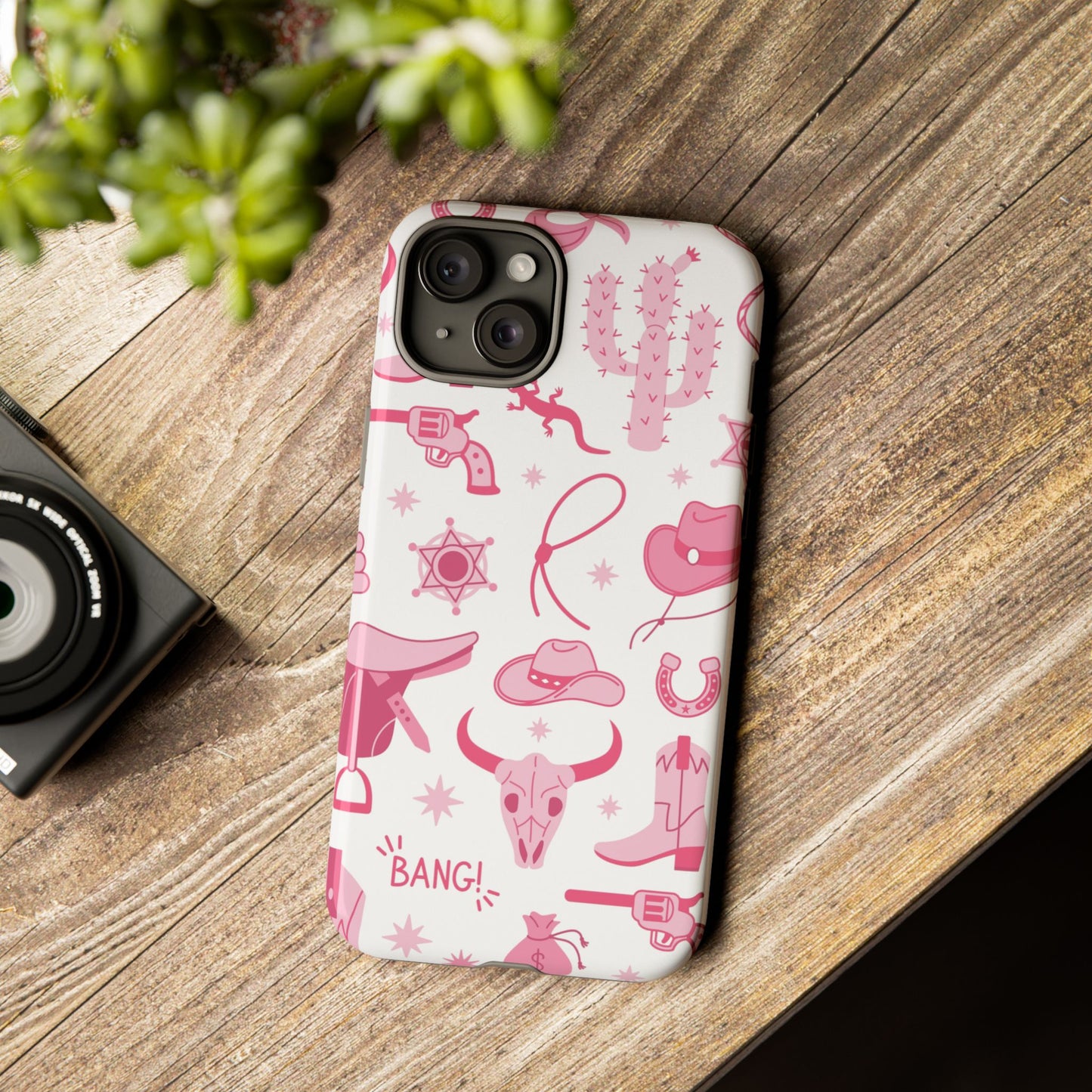 Pink Western Protective Phone Case for Iphone, Samsung and Google Phones