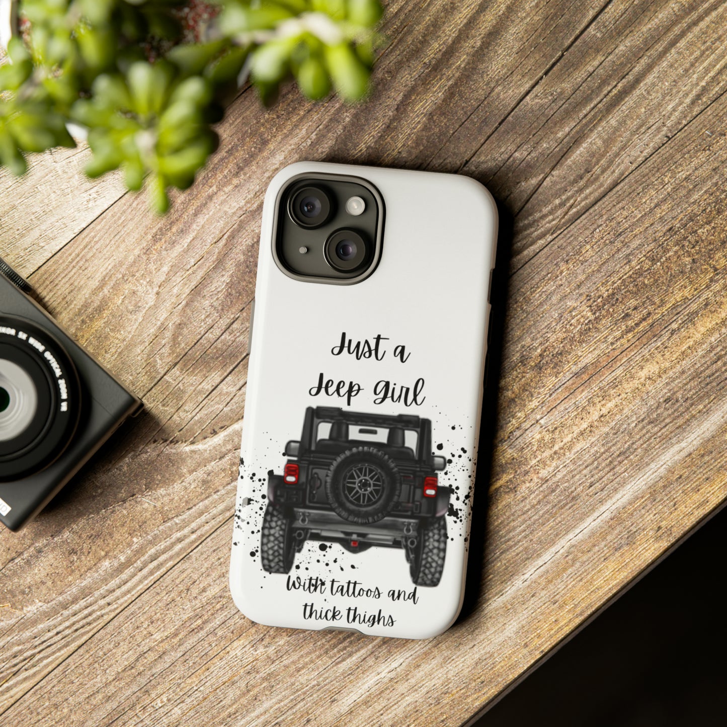 Off Road Girl with Tattoos and Thick Thighs Black Protective Phone Case