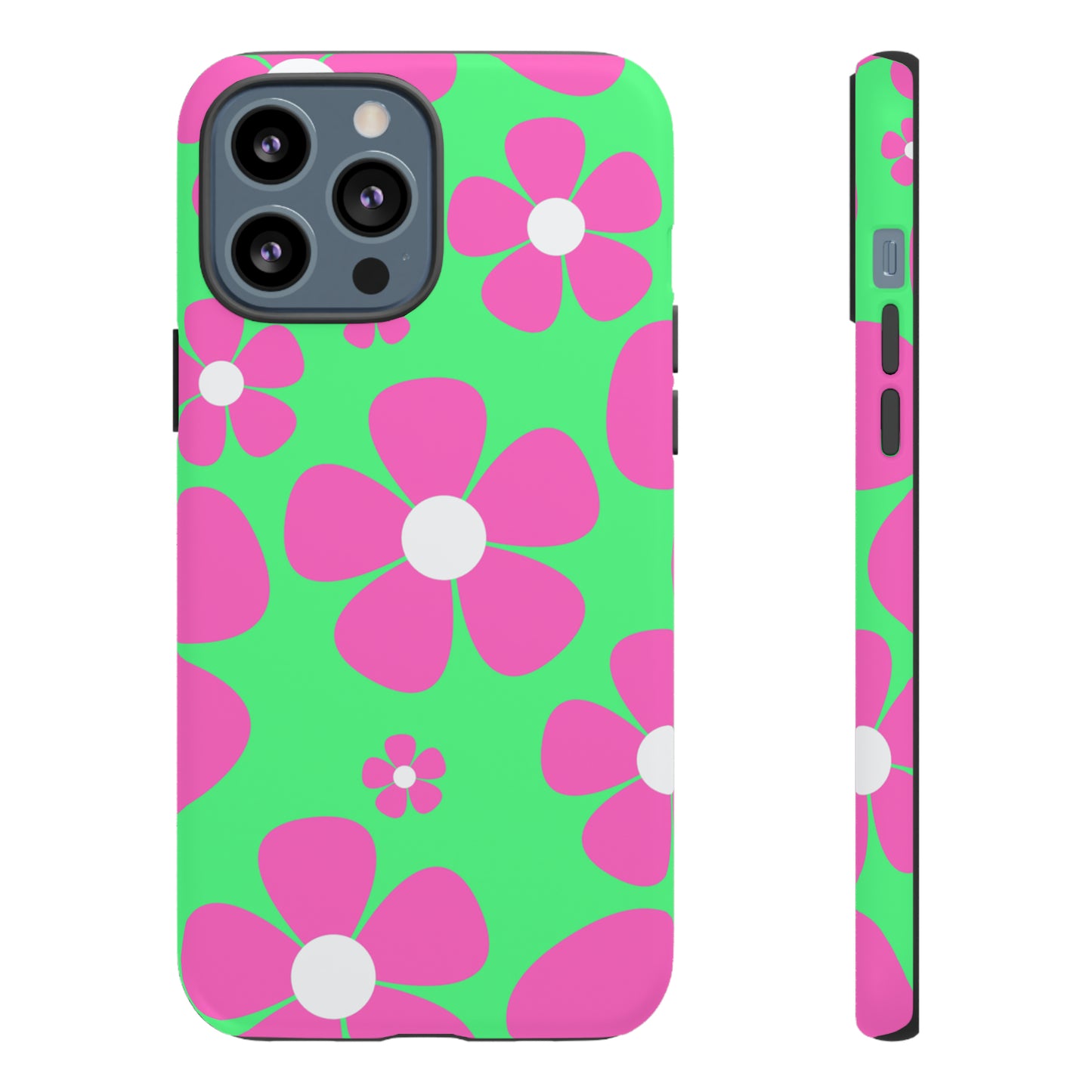 Green with pink flowers protective case