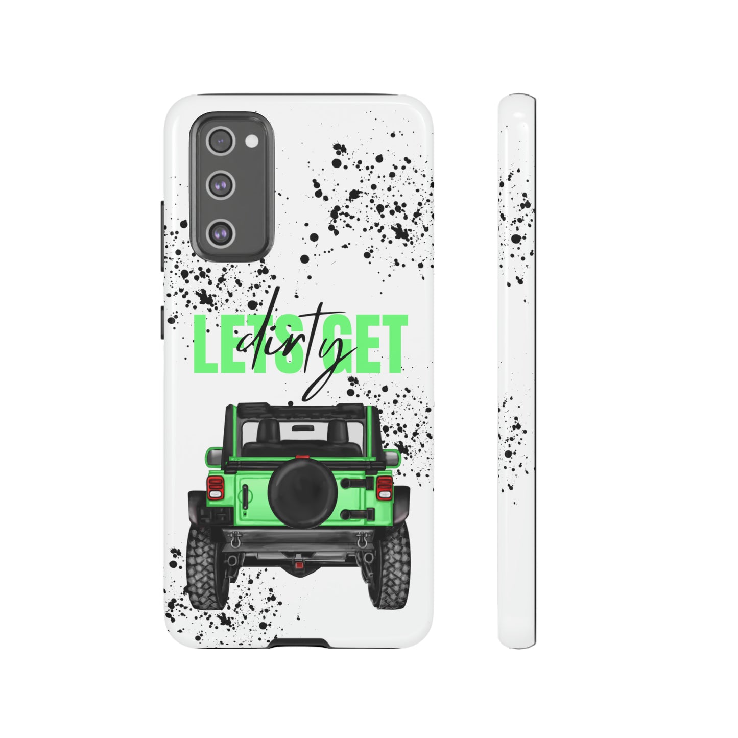 Lets Get Dirty Off Road Green Splatter Protective Phone Case