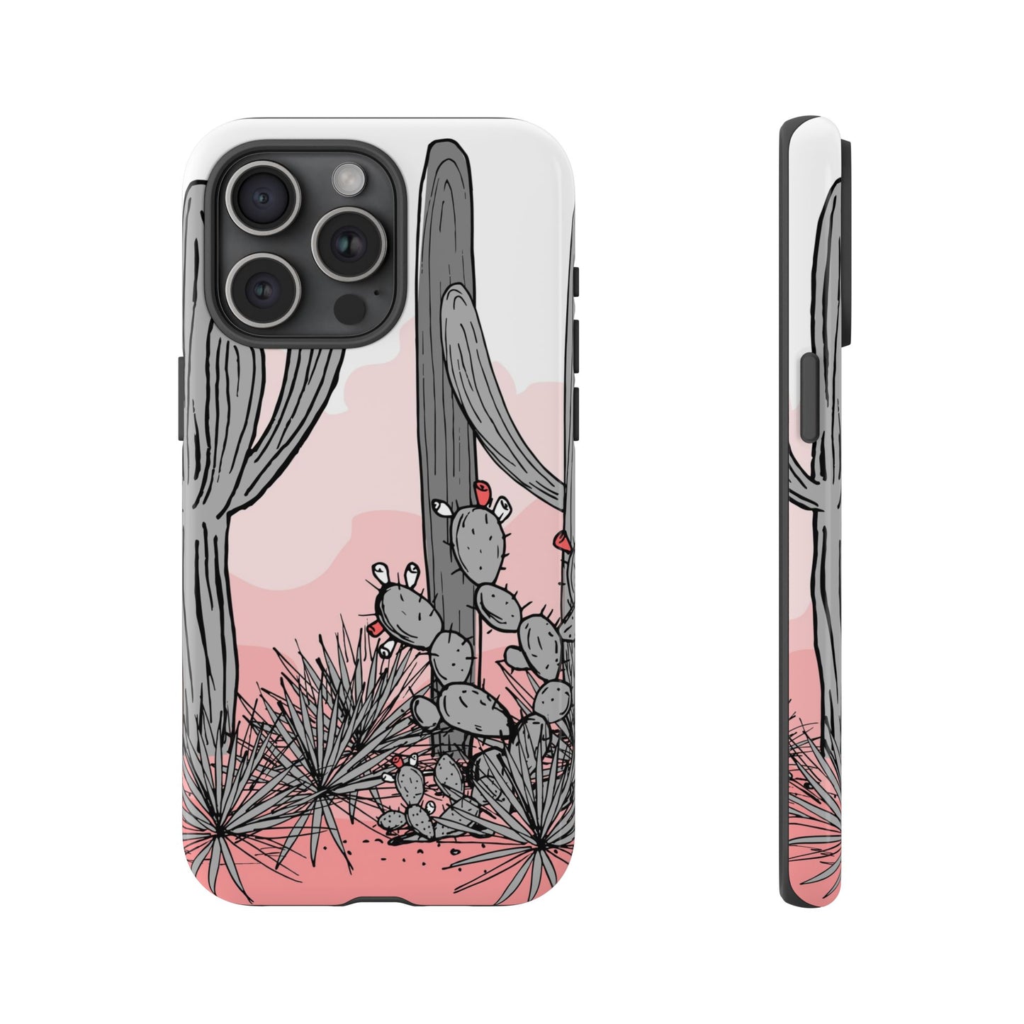 Pastel Cactus Sunset Protective Phone Case