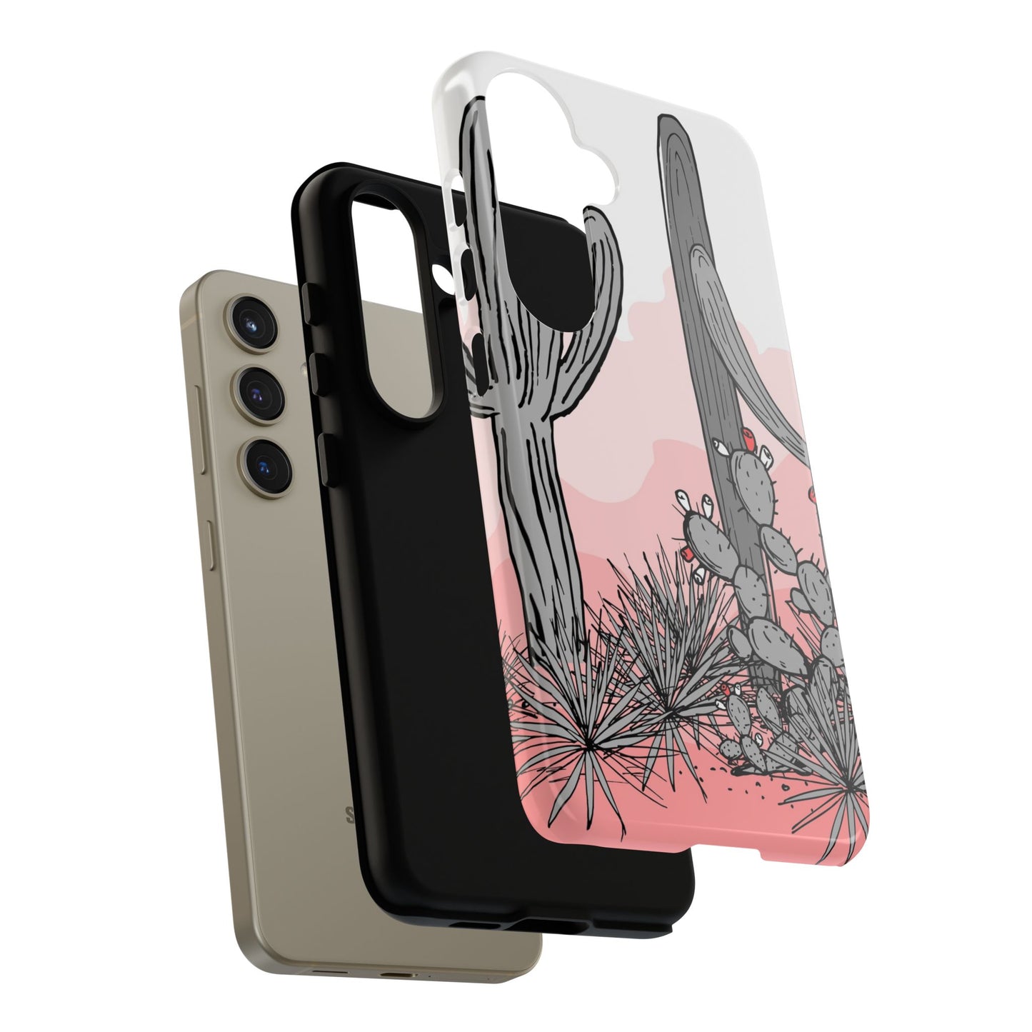 Pastel Cactus Sunset Protective Phone Case