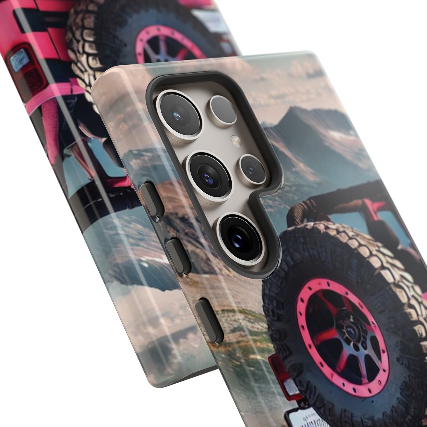 Pink Jeep Tire Protective Phone Case