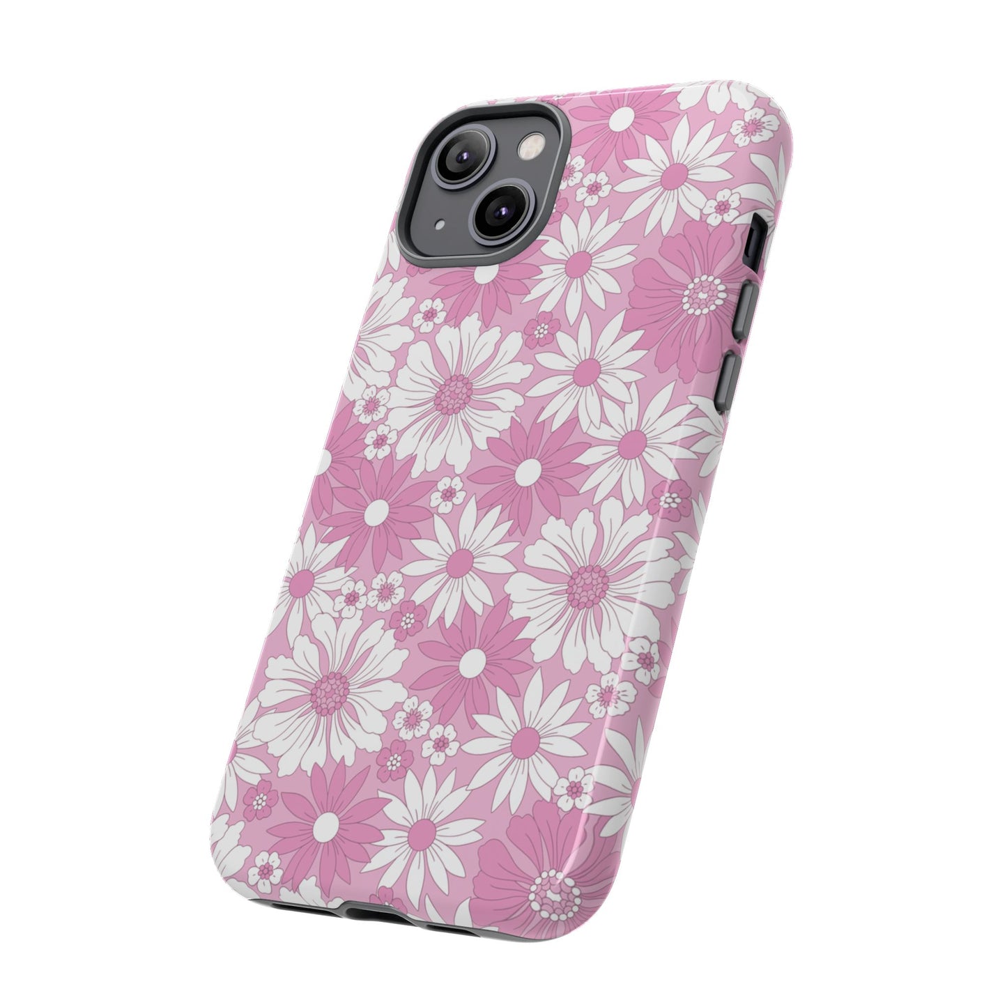 Pink and White Flowers Protective Phone Case