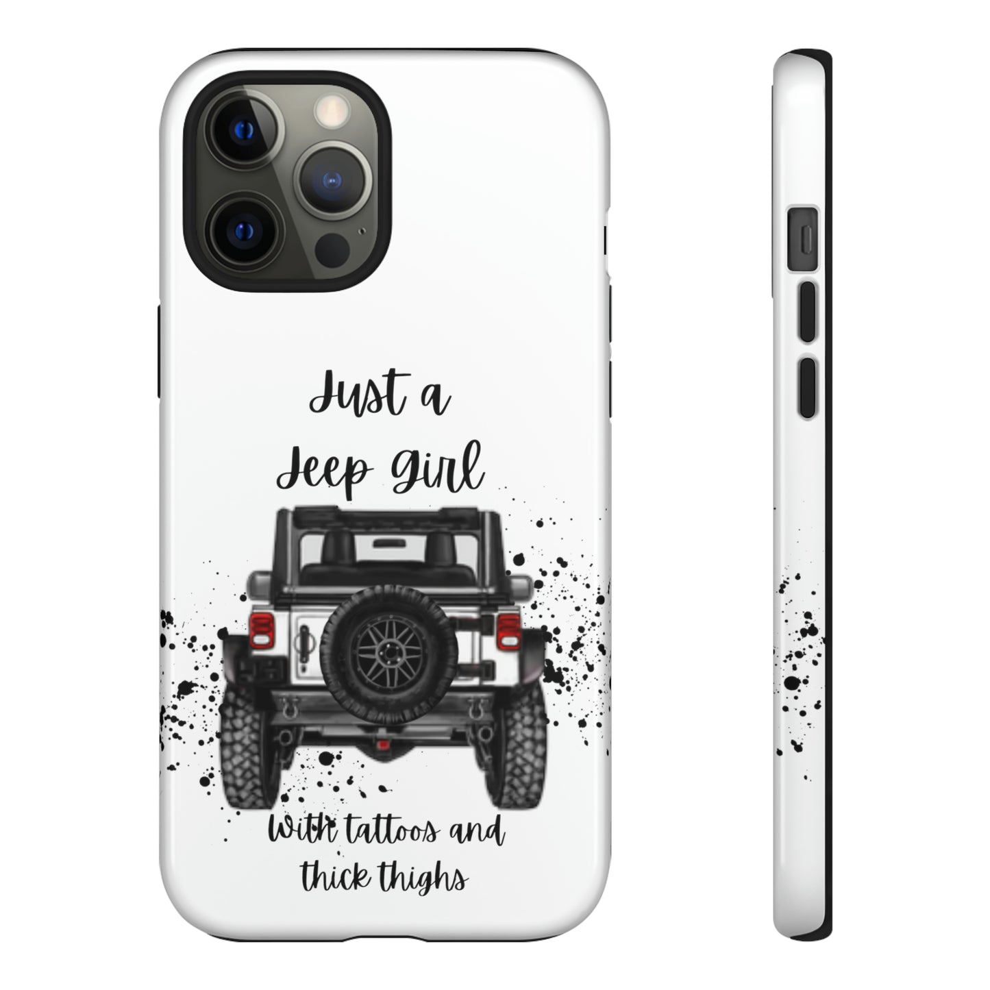 Off Road Girl with Tattoos and Thick Thighs Black Protective Phone Case