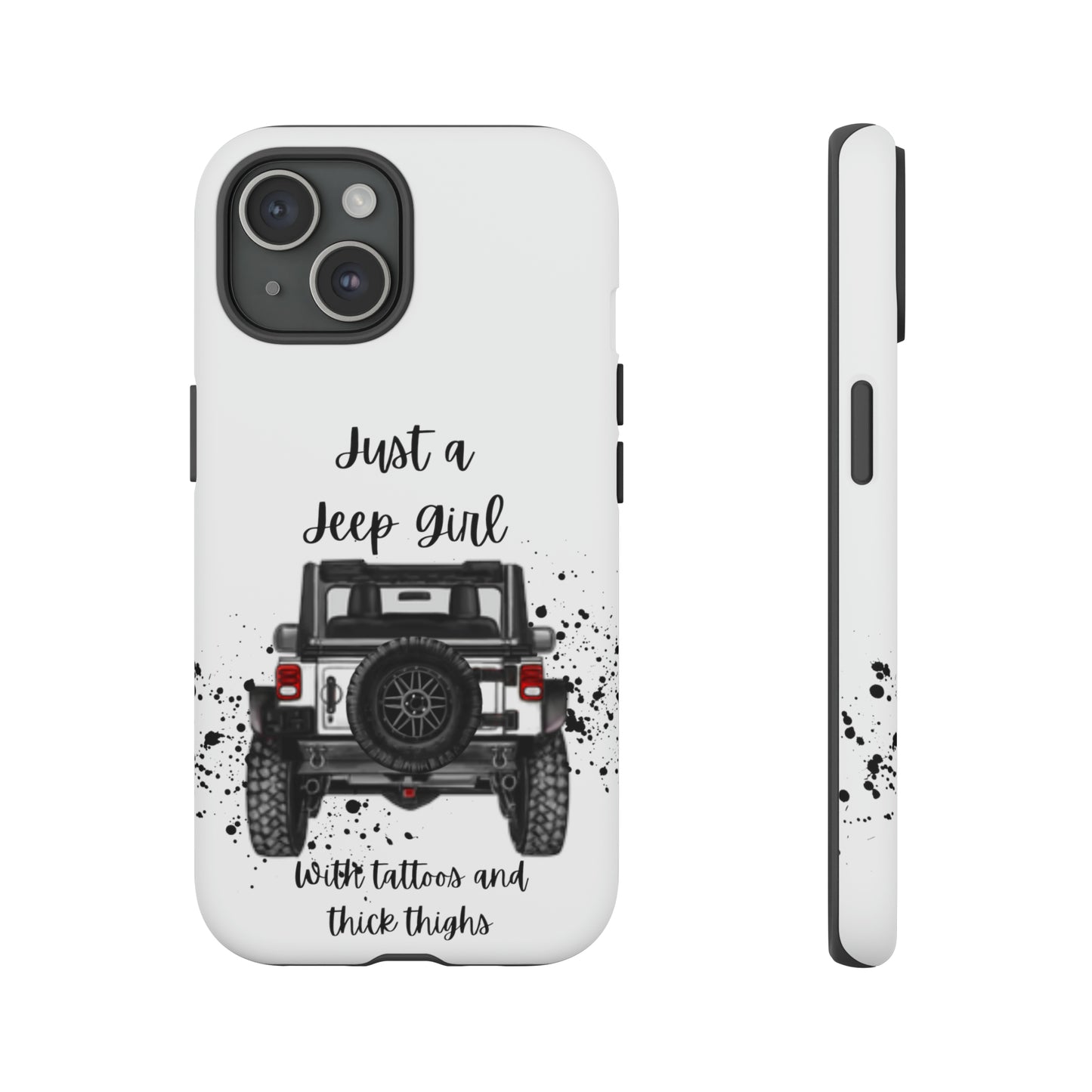 Off Road Girl with Tattoos and Thick Thighs Black Protective Phone Case