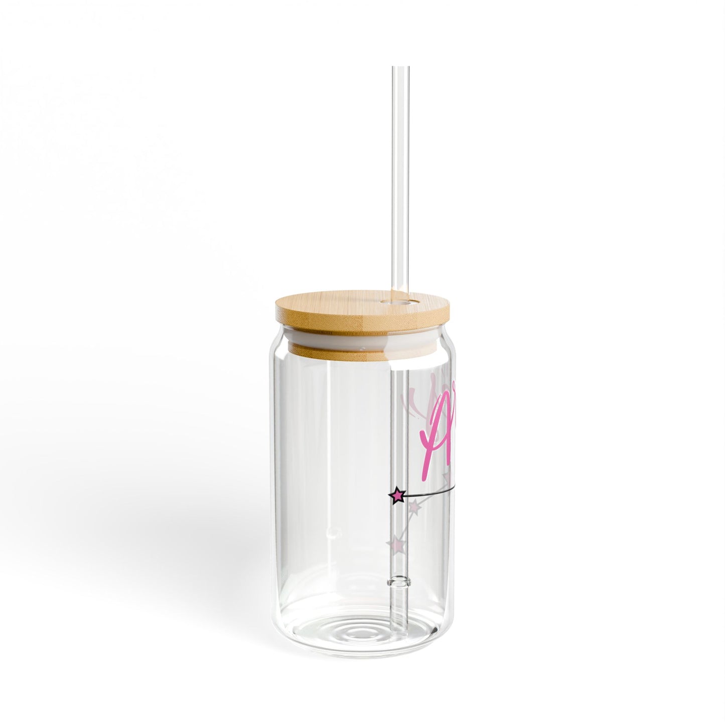 Aries 16oz Glass Can with Lid and Straw
