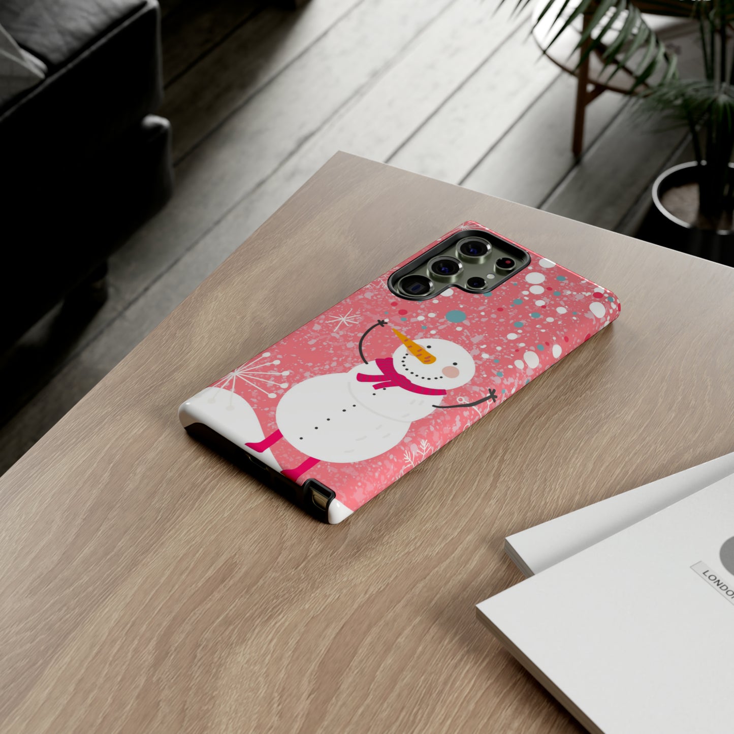 Pink Snowman Protective Case for Iphone, Samsung and a Google phones