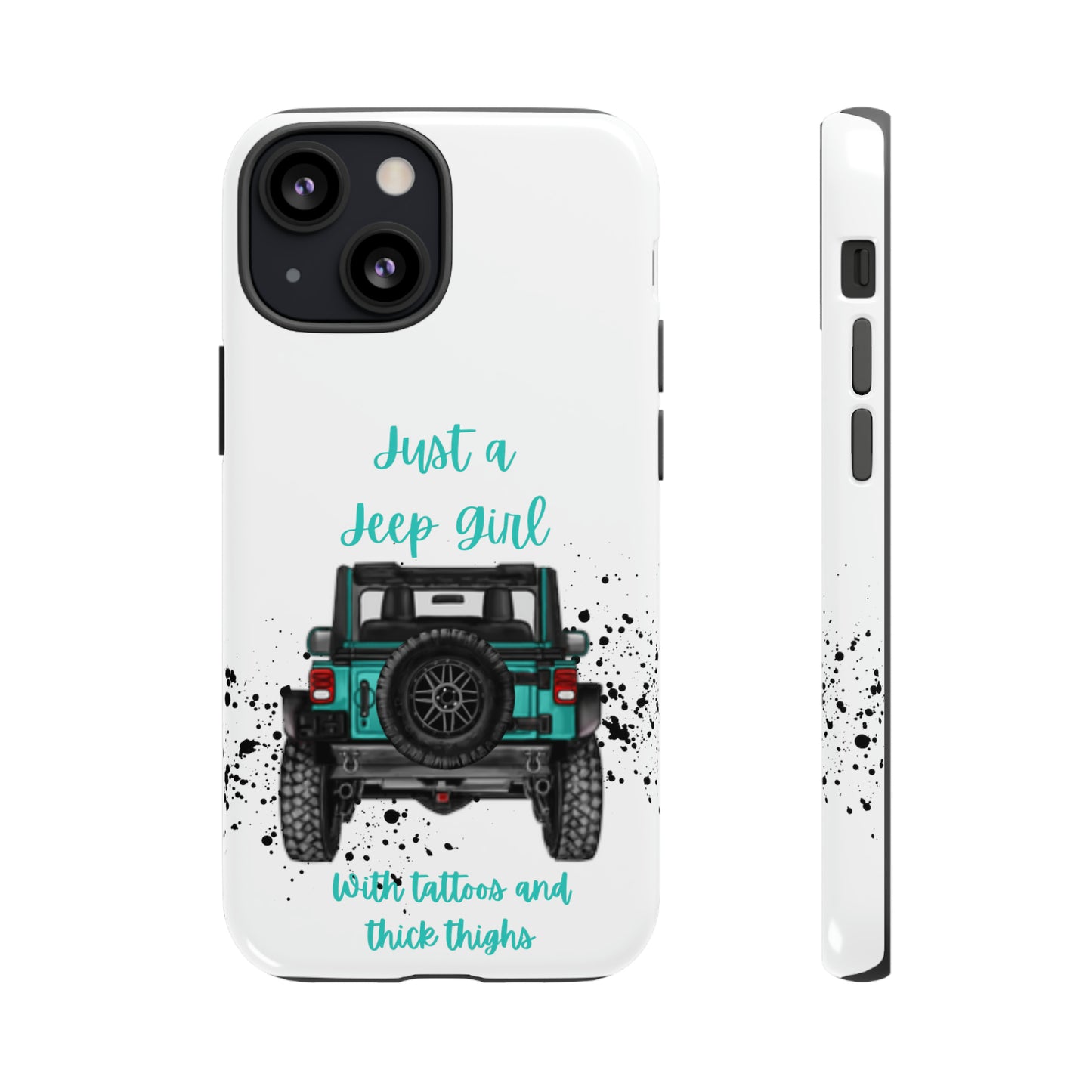 Off Road Girl with Tattoos and Thick Thighs Turquoise Protective Phone Case