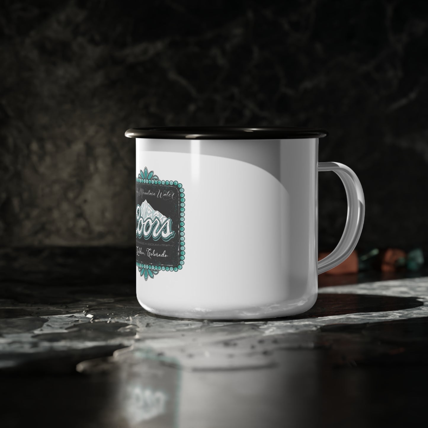 Black Coors Rocky Mountain Enamel Camp Cup