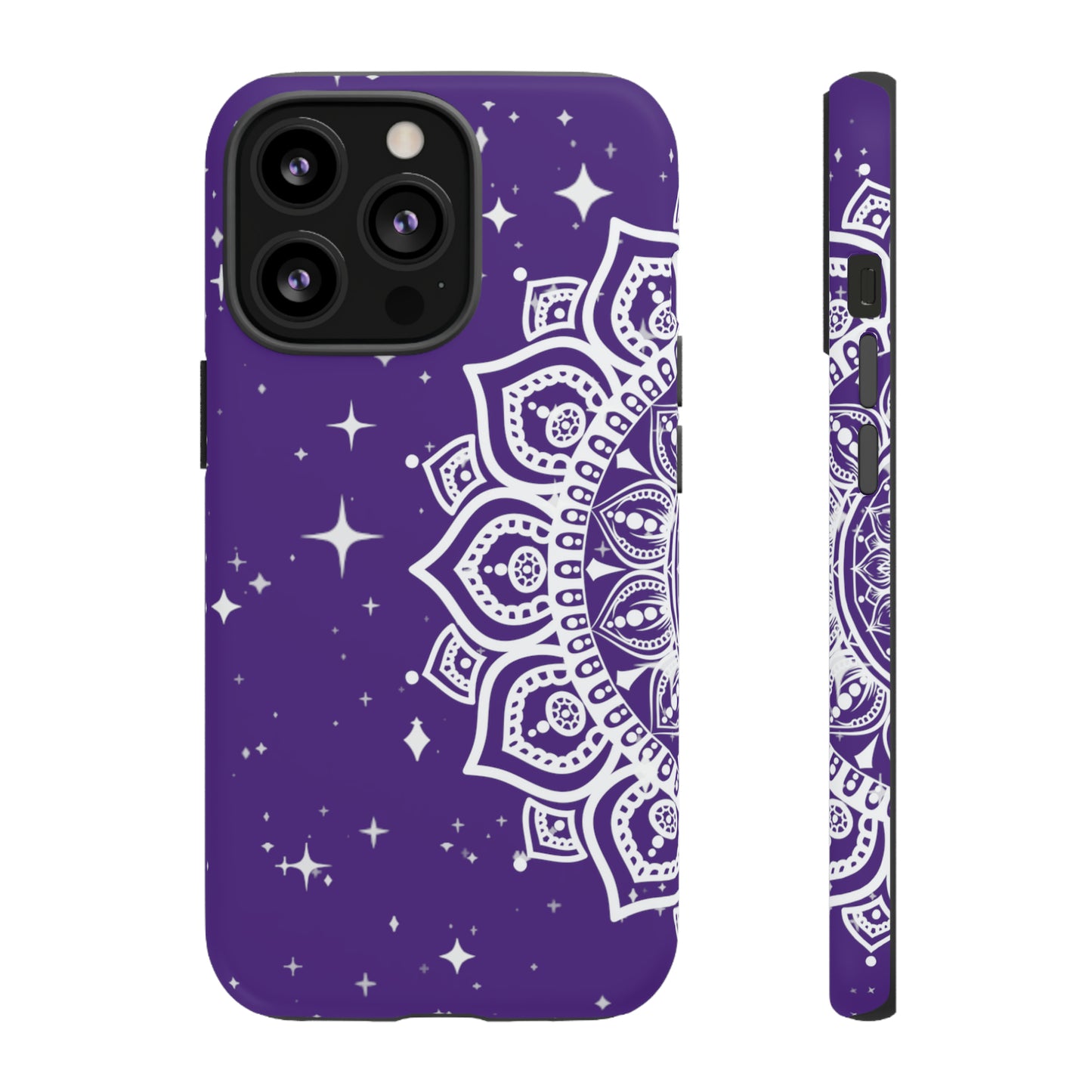 Purple mandala protective phone case for iPhone, Samsung and Google