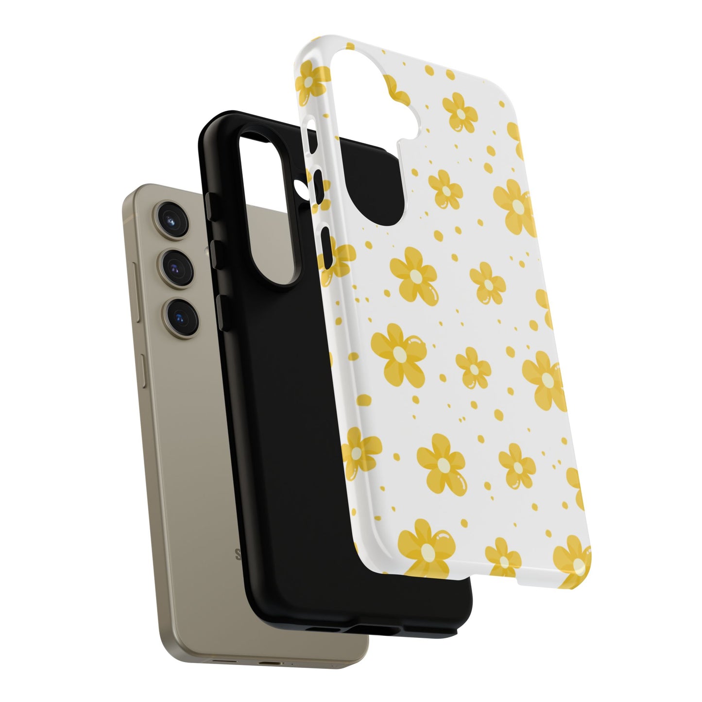 Yellow Flowers Protective Phone Case for Google, Apple and Samsung Phones