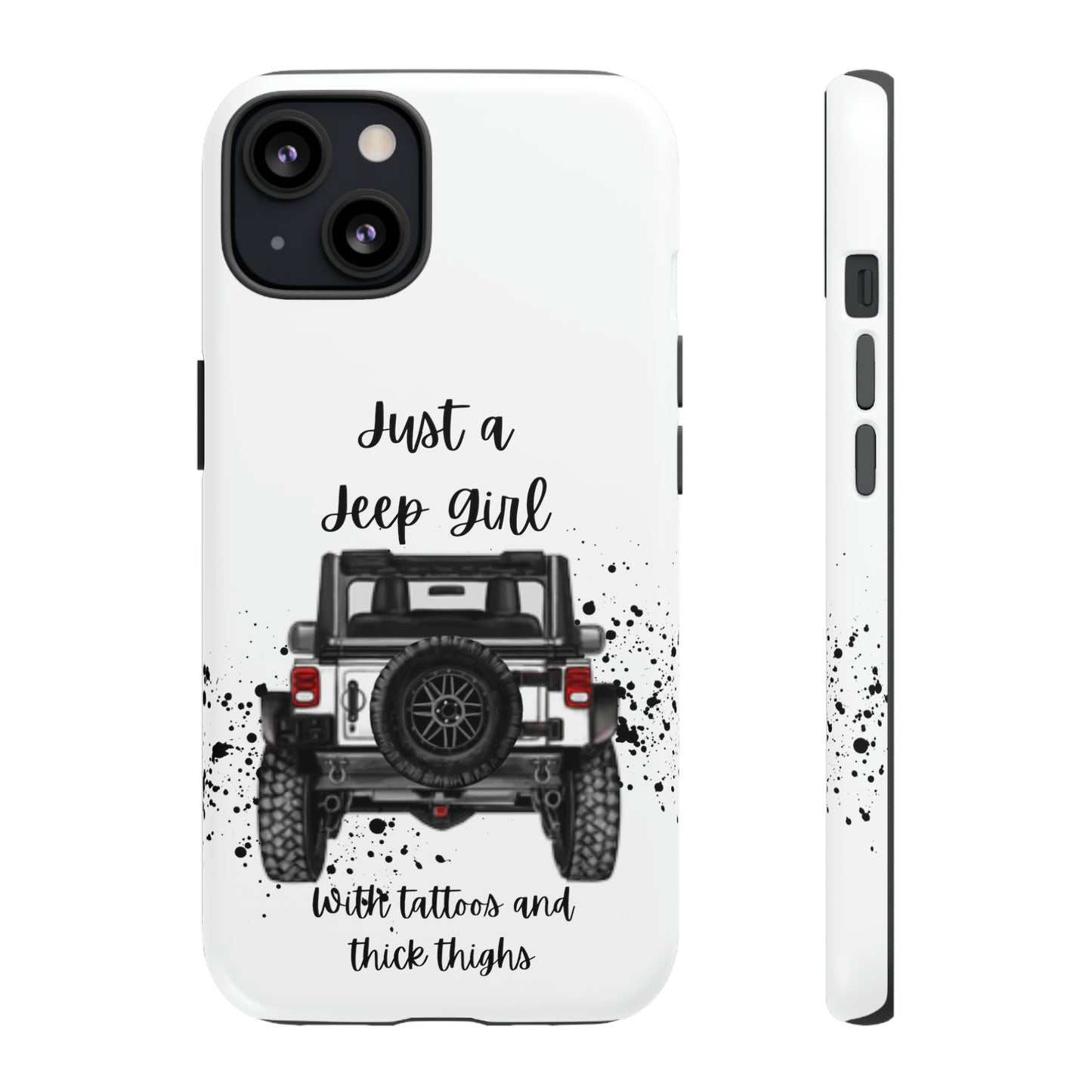 Off Road Girl with Tattoos and Thick Thighs Black Protective Phone Case