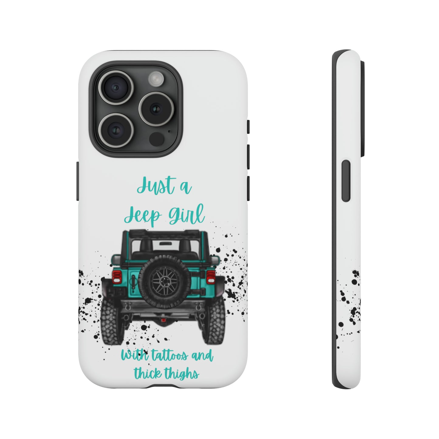 Off Road Girl with Tattoos and Thick Thighs Turquoise Protective Phone Case