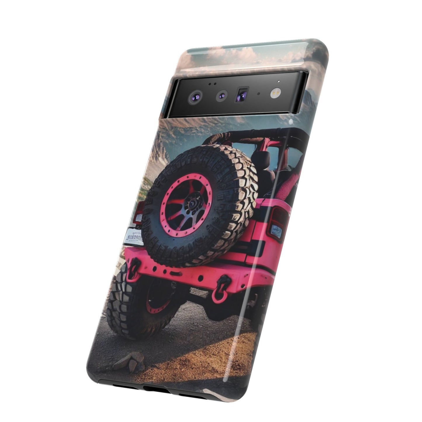 Pink Jeep Tire Protective Phone Case