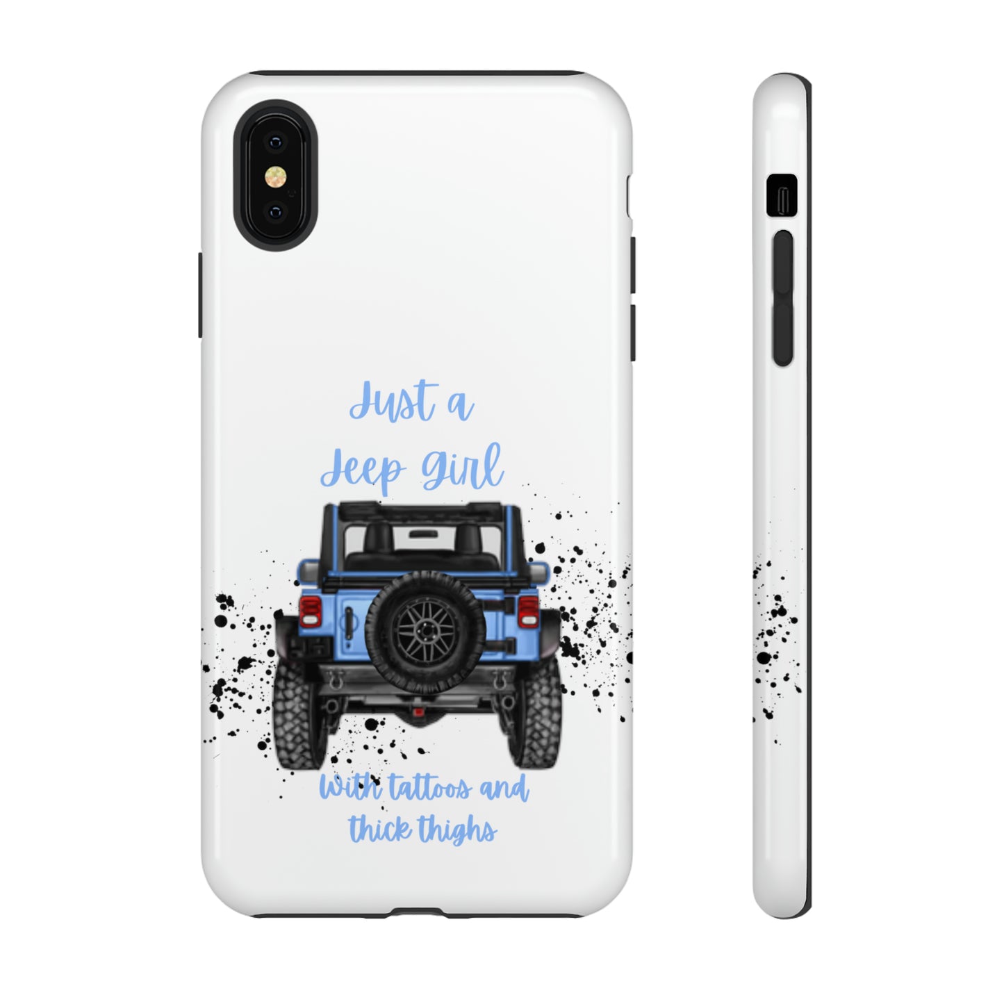 Off Road Girl with Tattoos and Thick Thighs Blue Protective Phone Case