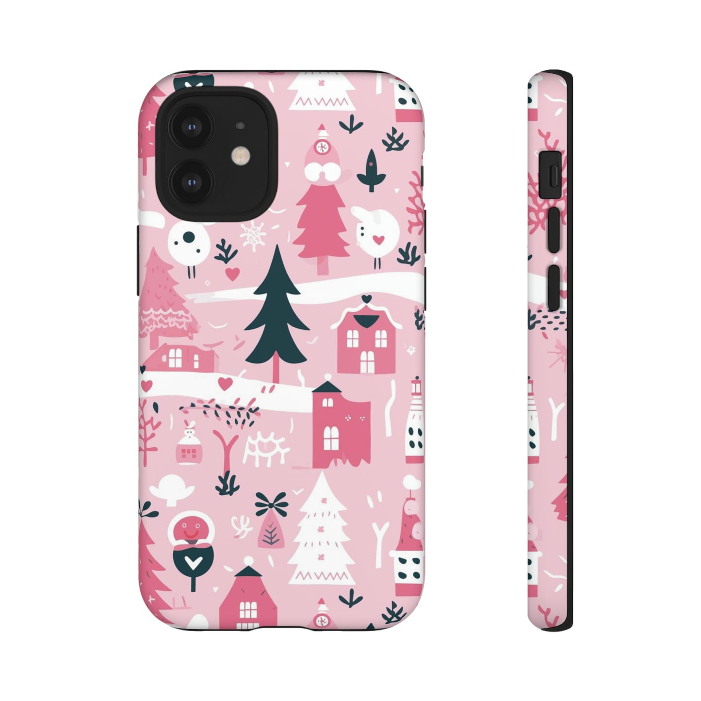 Pink Christmas Design Protective Case for Iphone, Samsung and Google Phones