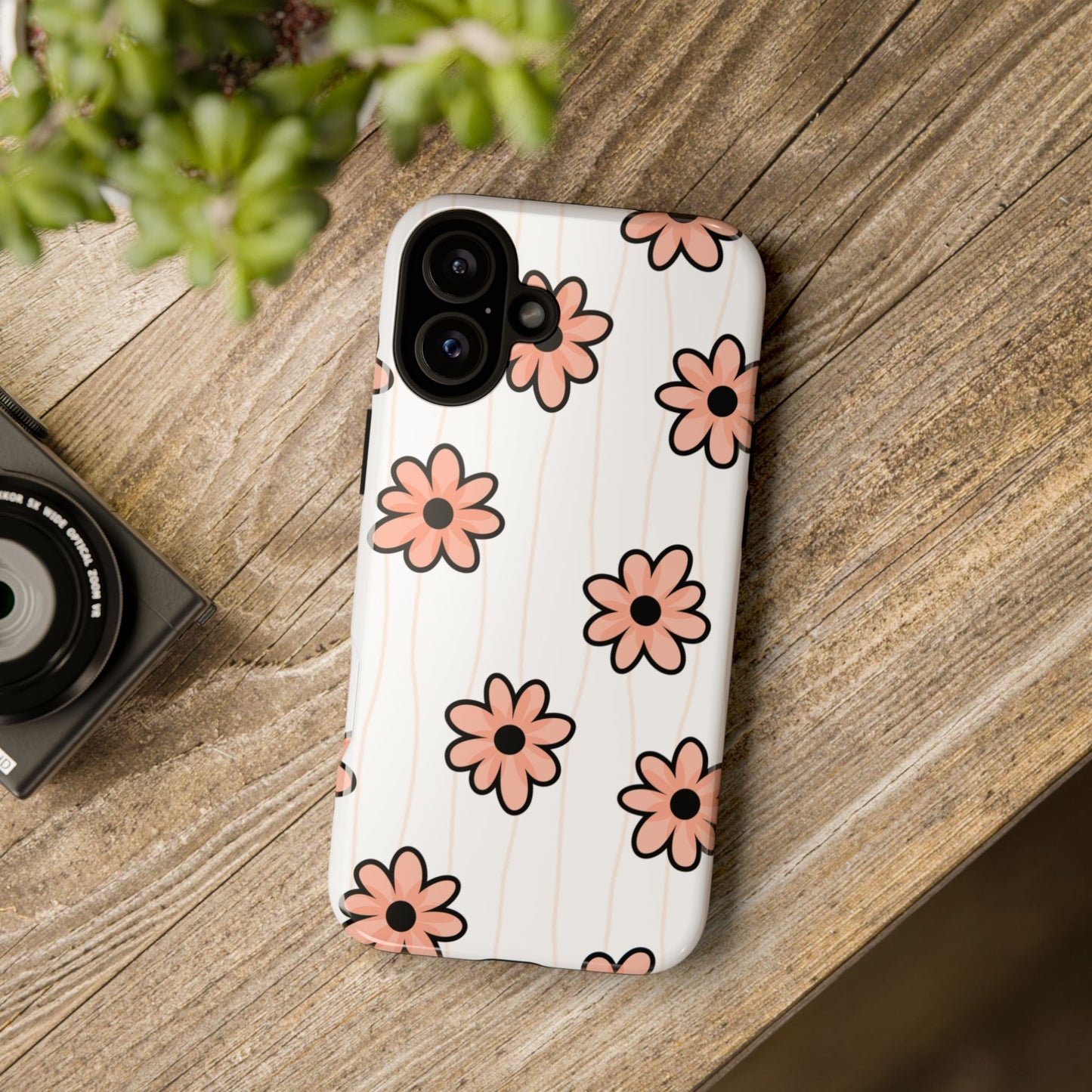 Pink Flowers Protective Phone Case