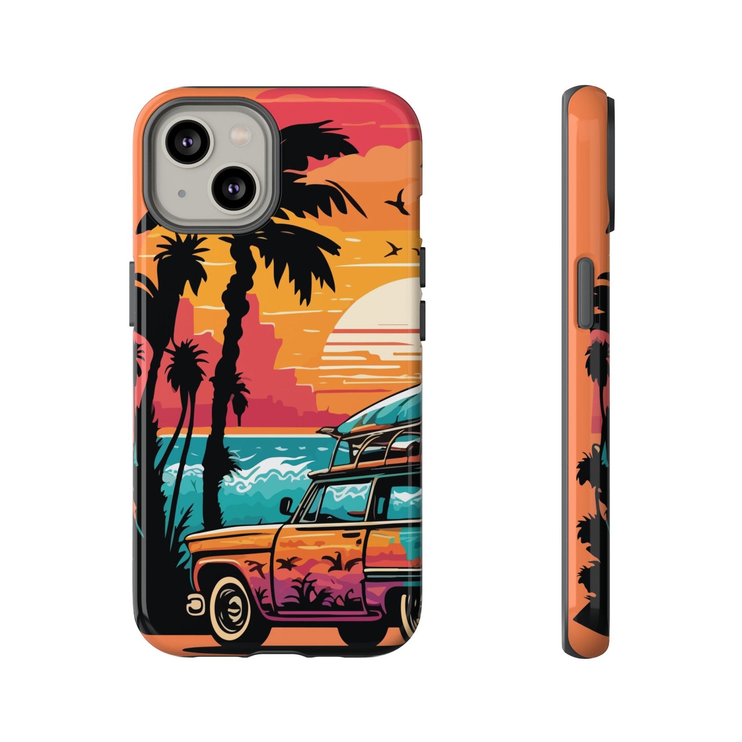 Summer Retro Sunset Protective Phone Case