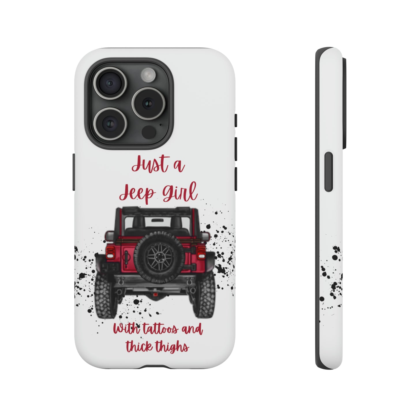 Off Road Girl with Tattoos and Thick Thighs Red Protective Phone Case