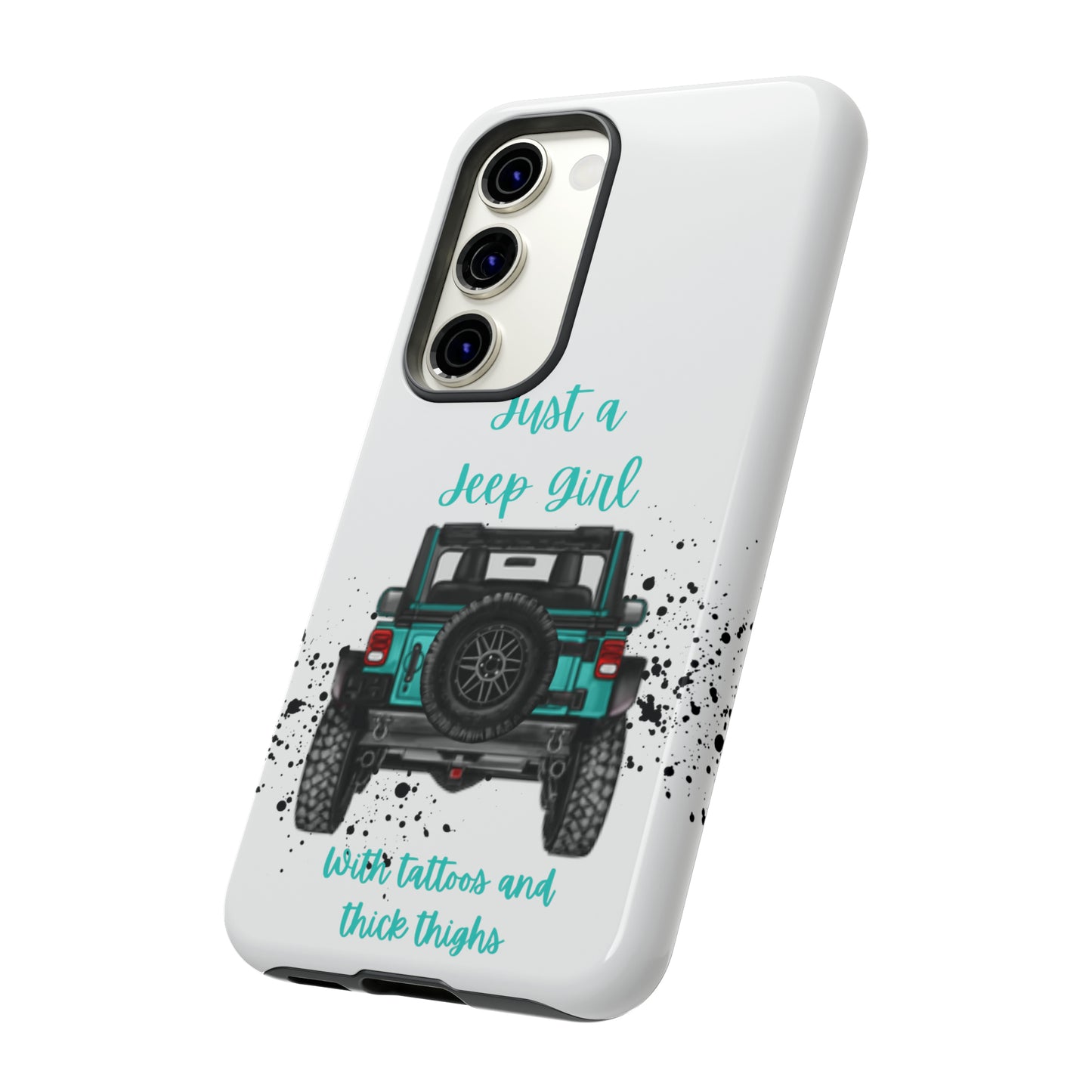 Off Road Girl with Tattoos and Thick Thighs Turquoise Protective Phone Case