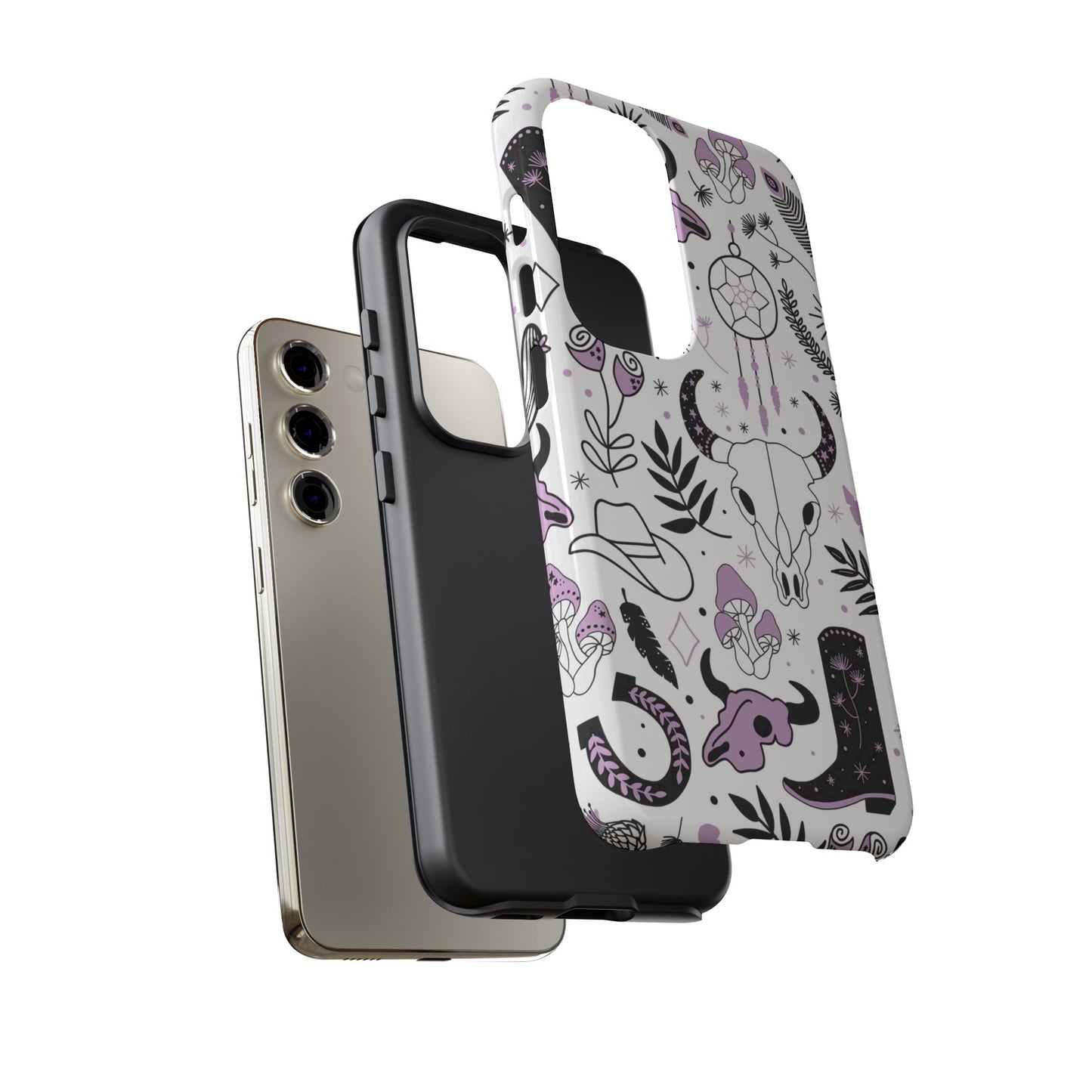 Purple and Black Western Protective Drop Proof Case Iphone, Samsung and Google phones
