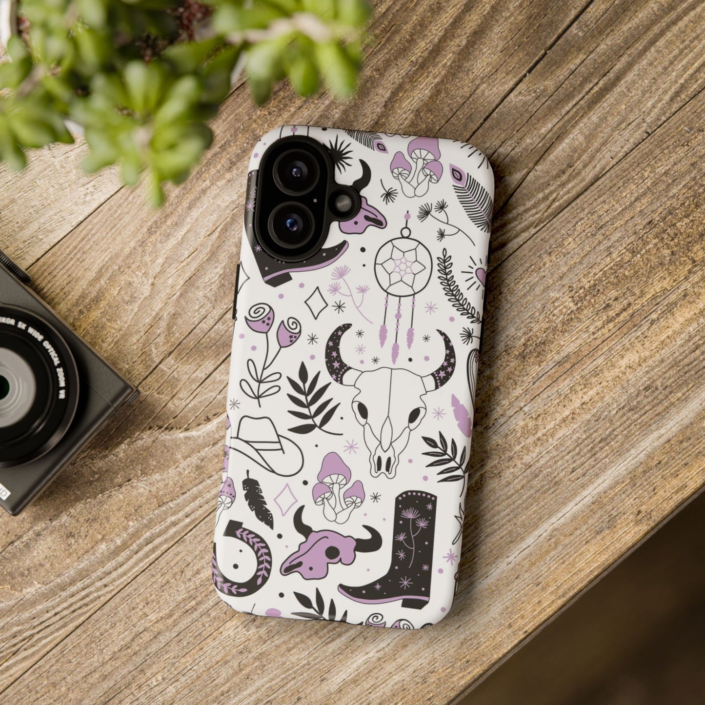 Purple and Black Western Protective Drop Proof Case Iphone, Samsung and Google phones