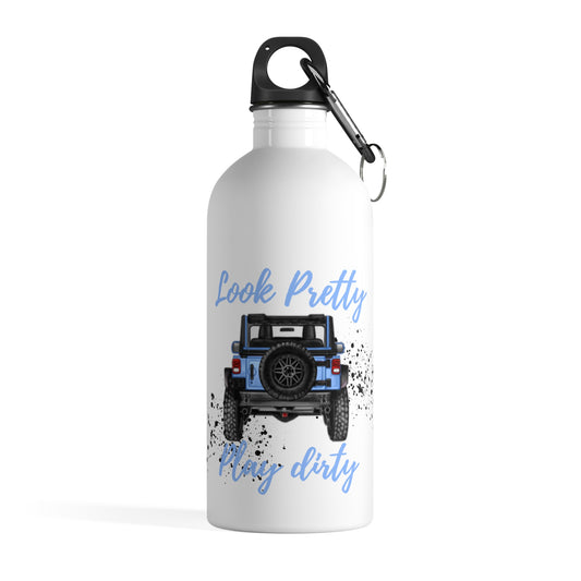 Look Pretty Play Dirty Blue Stainless Steel Water Bottle