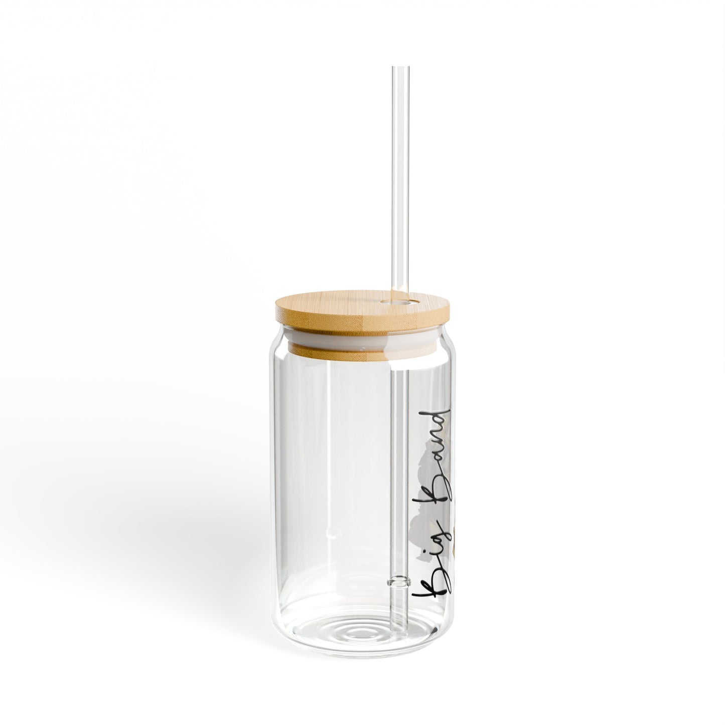 Big Band 16oz Glass Can with Lid and Straw