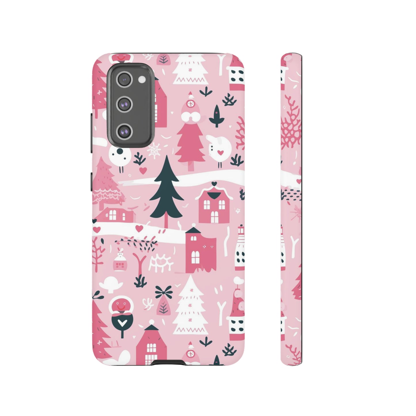 Pink Christmas Design Protective Case for Iphone, Samsung and Google Phones