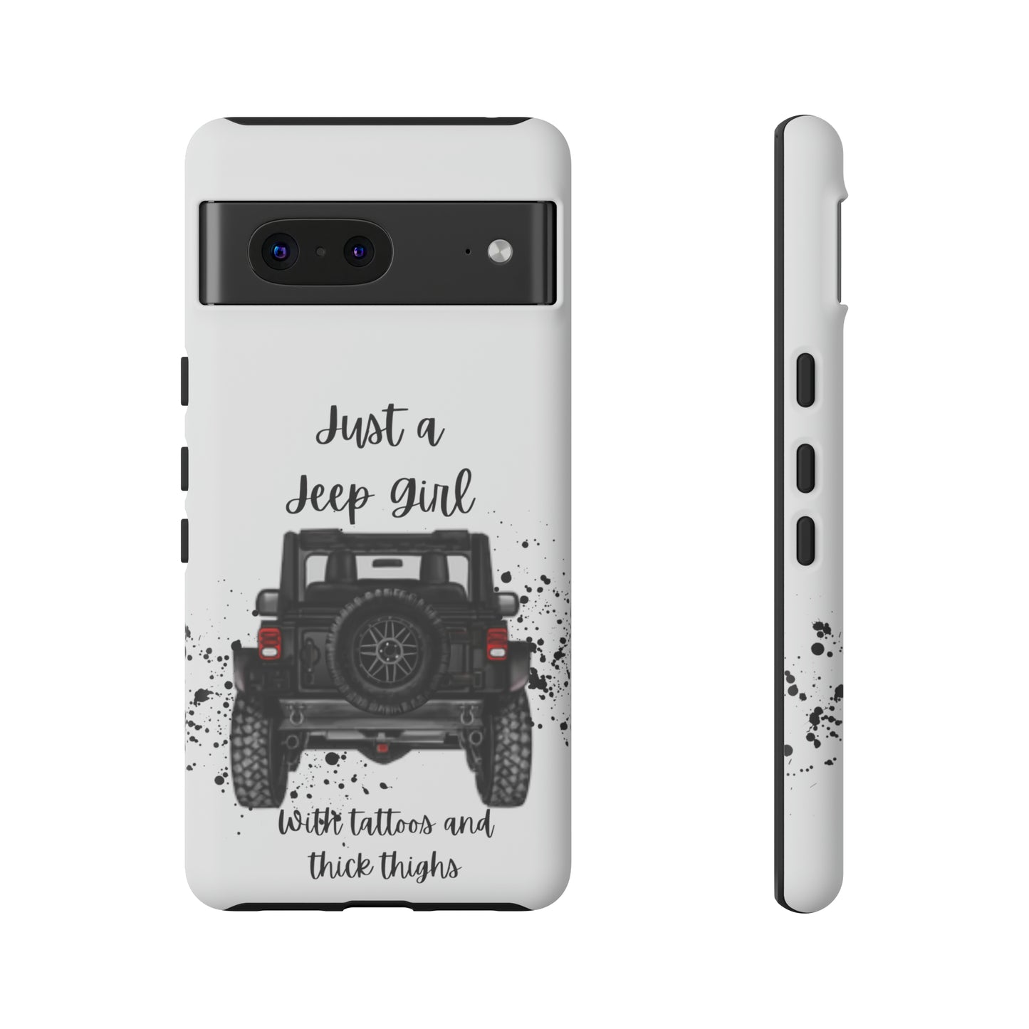 Off Road Girl with Tattoos and Thick Thighs Black Protective Phone Case