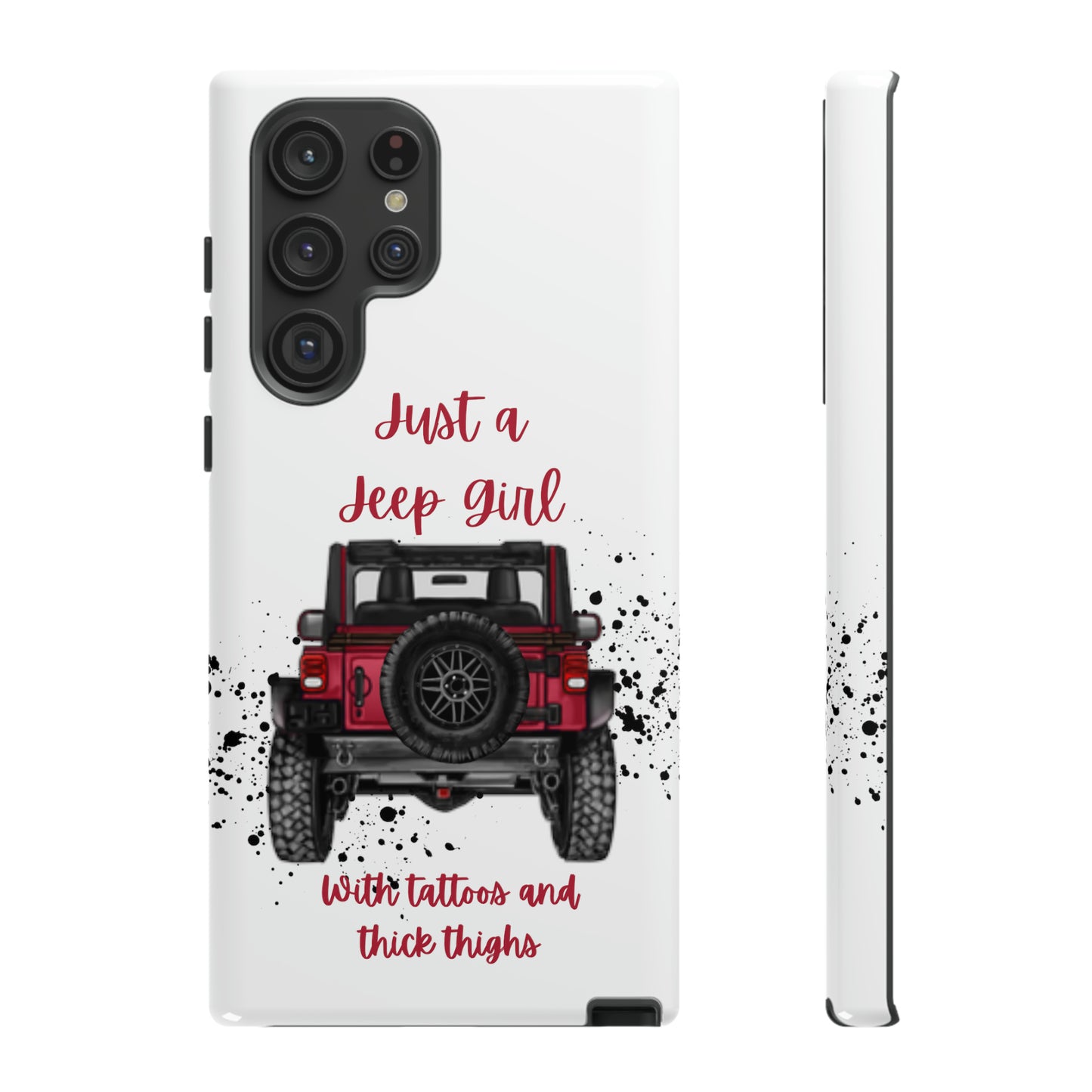 Off Road Girl with Tattoos and Thick Thighs Red Protective Phone Case