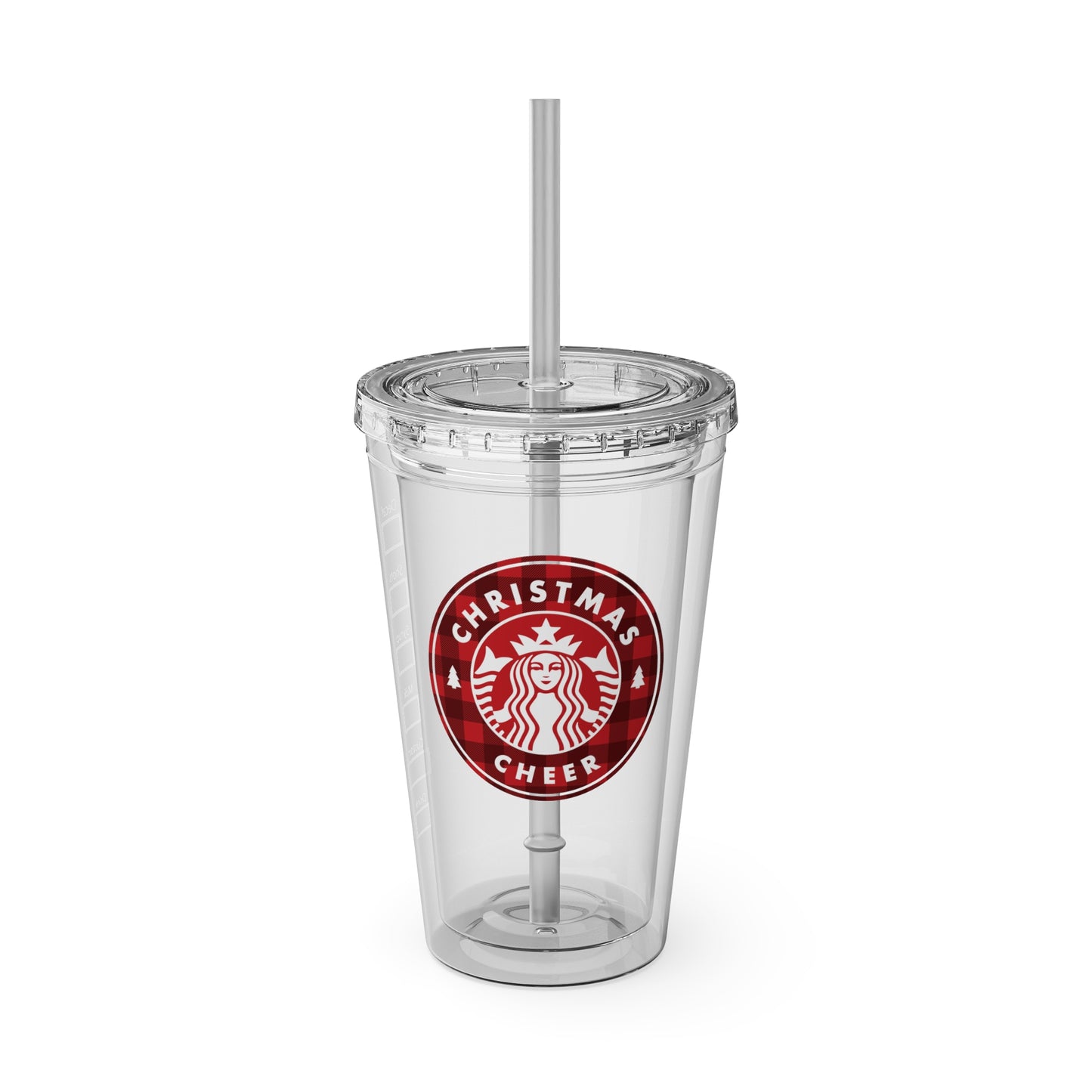 Christmas Cheer Coffee Tumbler with Straw, 16oz