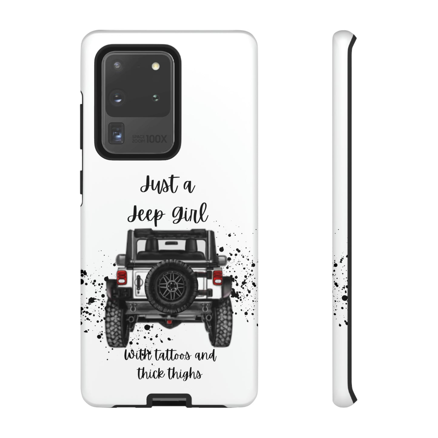 Off Road Girl with Tattoos and Thick Thighs Black Protective Phone Case