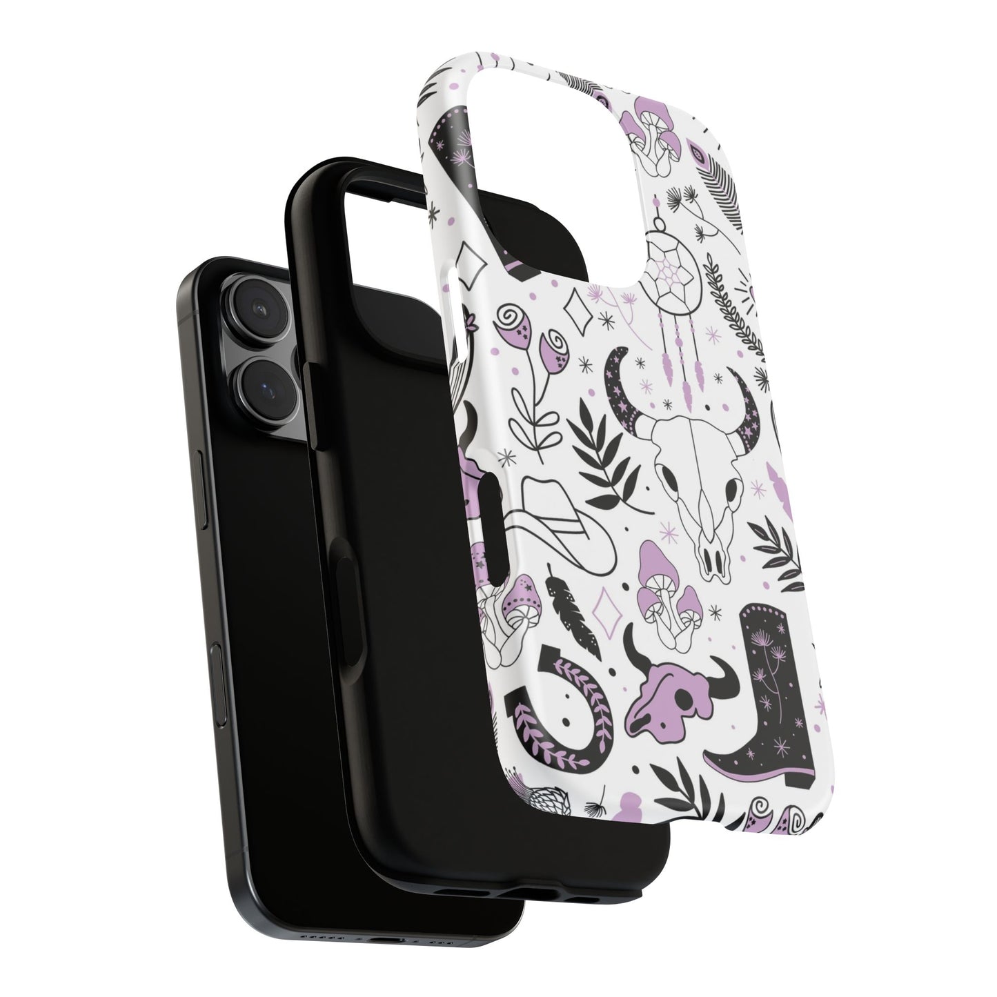 Purple and Black Western Protective Drop Proof Case Iphone, Samsung and Google phones