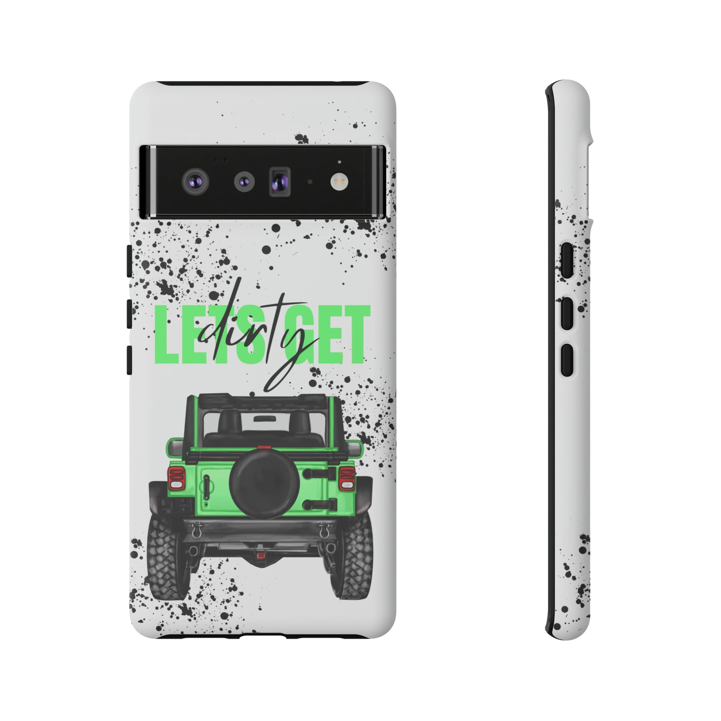 Lets Get Dirty Off Road Green Splatter Protective Phone Case