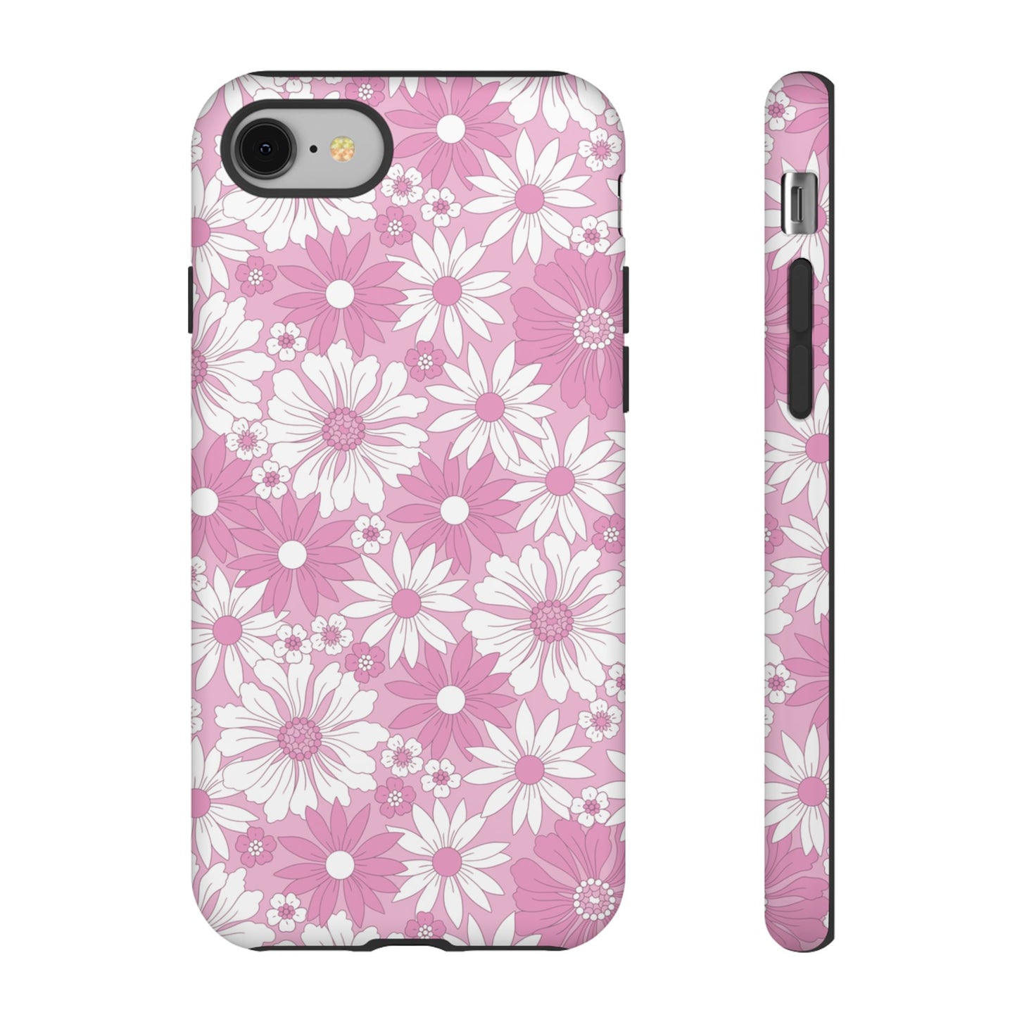 Pink and White Flowers Protective Phone Case