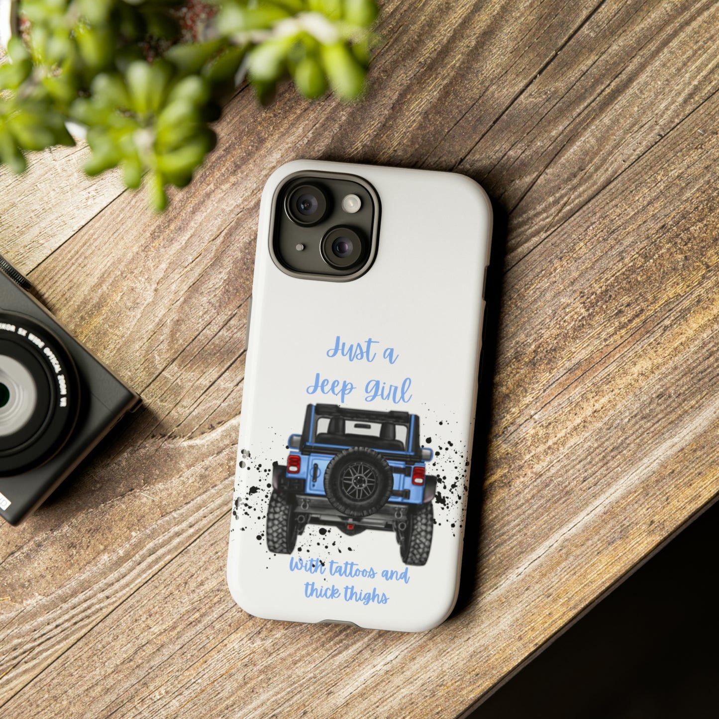 Off Road Girl with Tattoos and Thick Thighs Blue Protective Phone Case