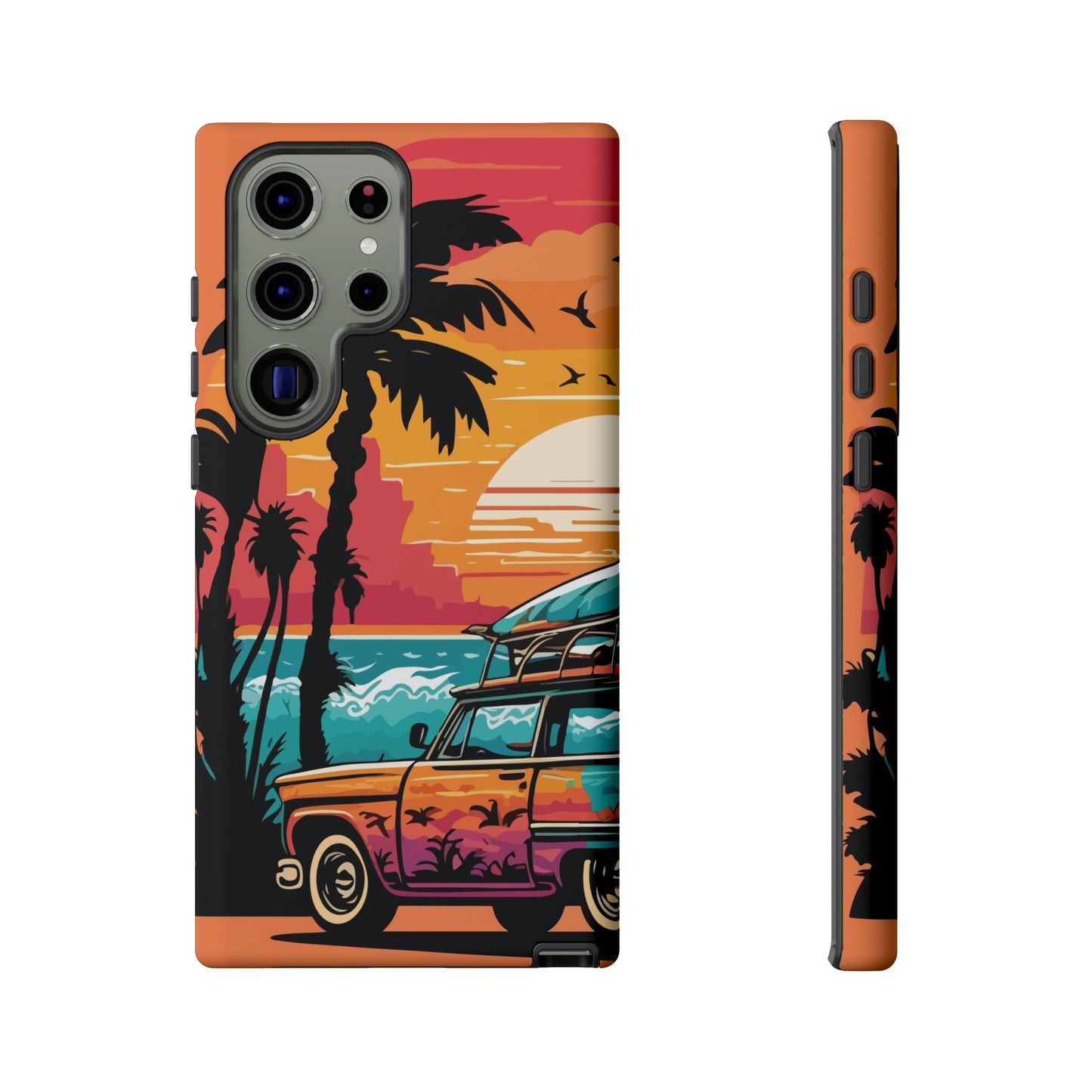 Summer Retro Sunset Protective Phone Case