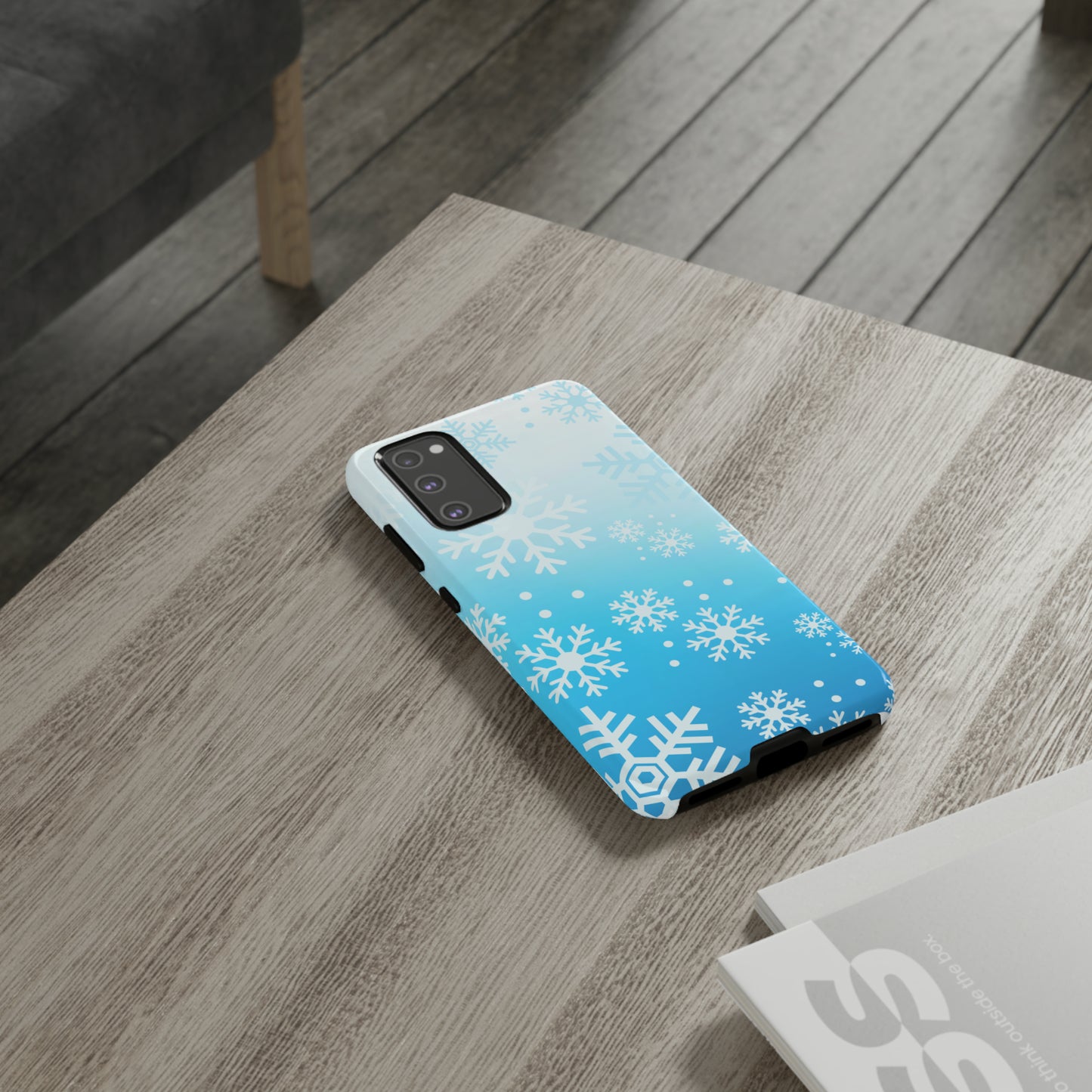 Winter, frozen, snowflake ombré protective phone case for Google, Samsung and IPhone