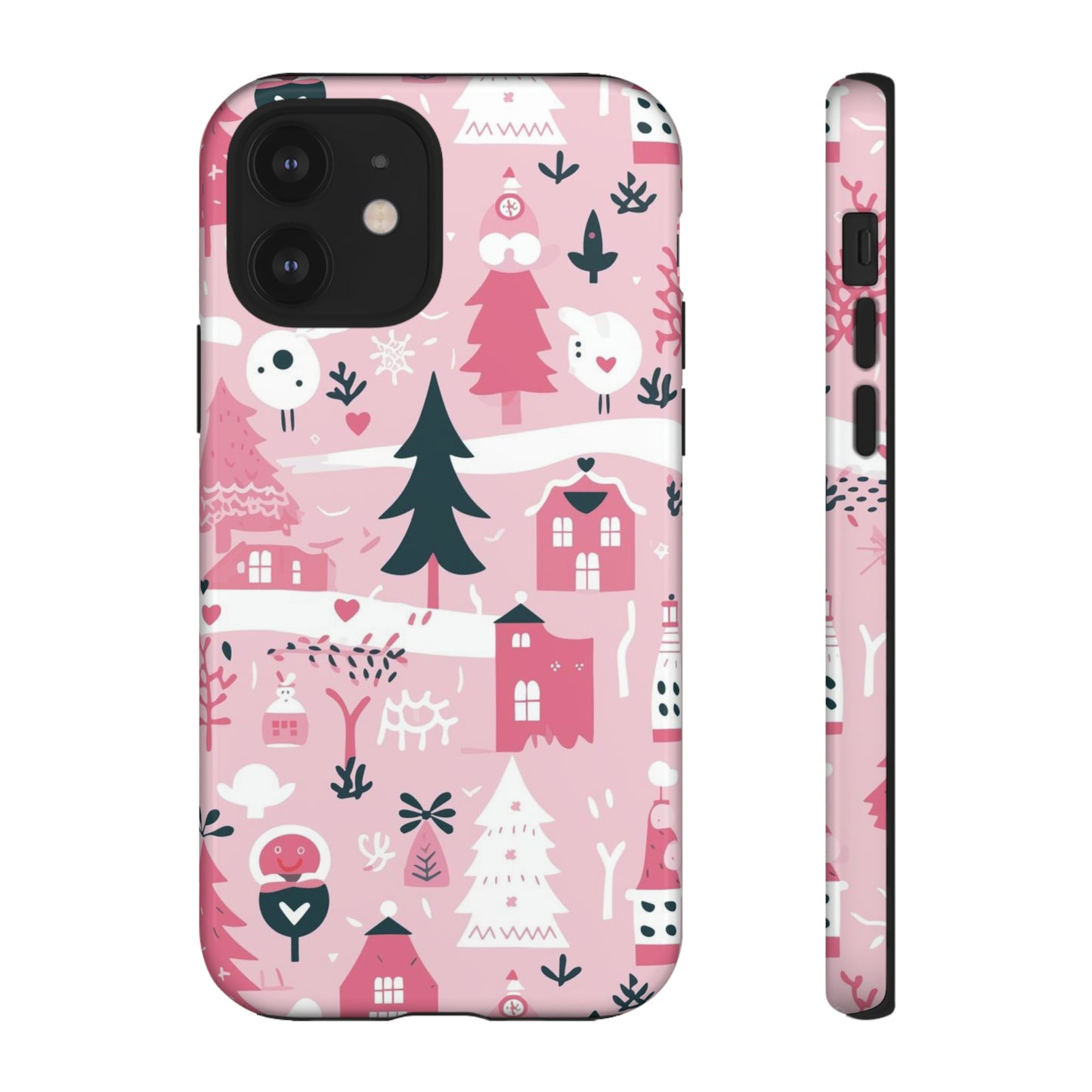 Pink Christmas Design Protective Case for Iphone, Samsung and Google Phones