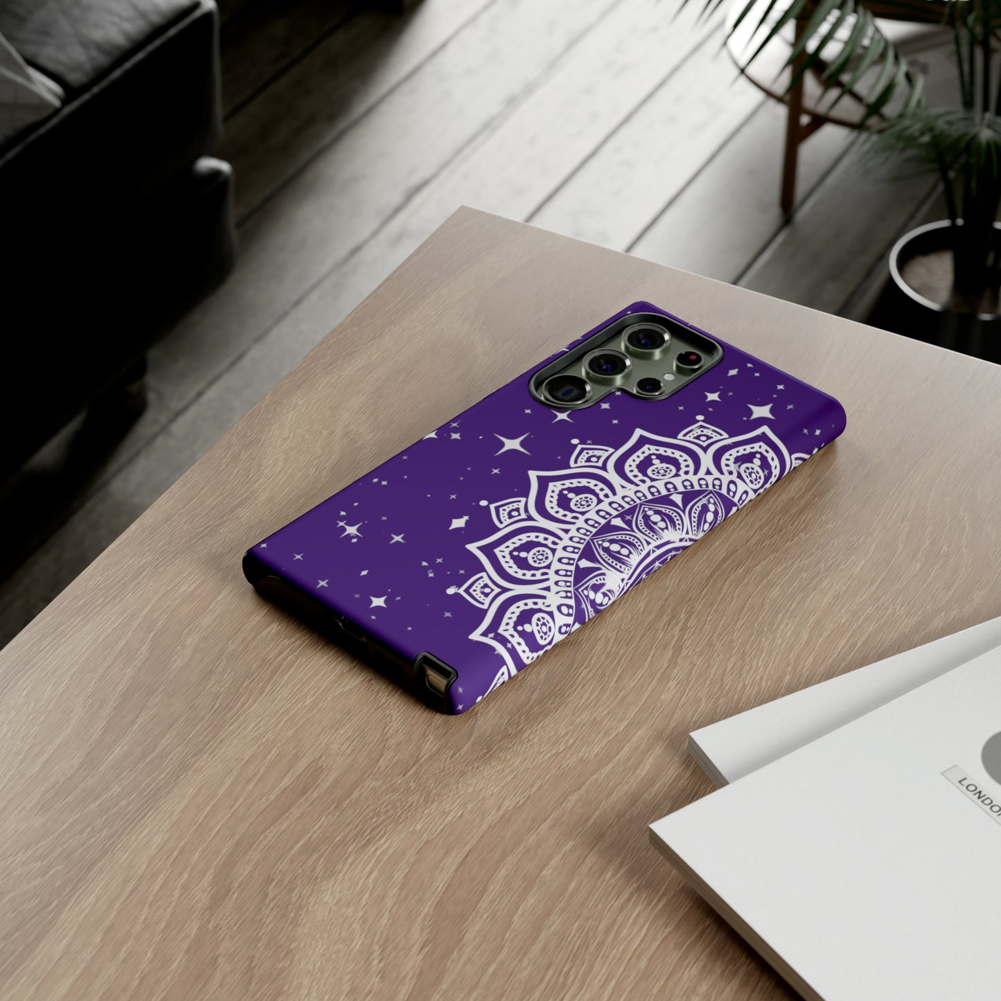 Purple mandala protective phone case for iPhone, Samsung and Google