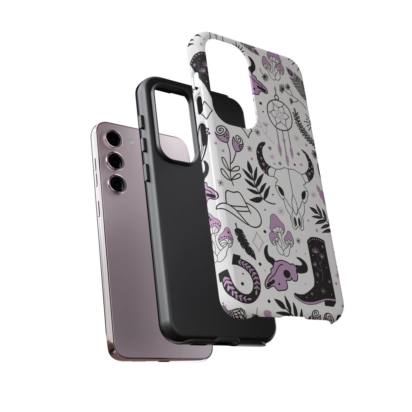 Purple and Black Western Protective Drop Proof Case Iphone, Samsung and Google phones