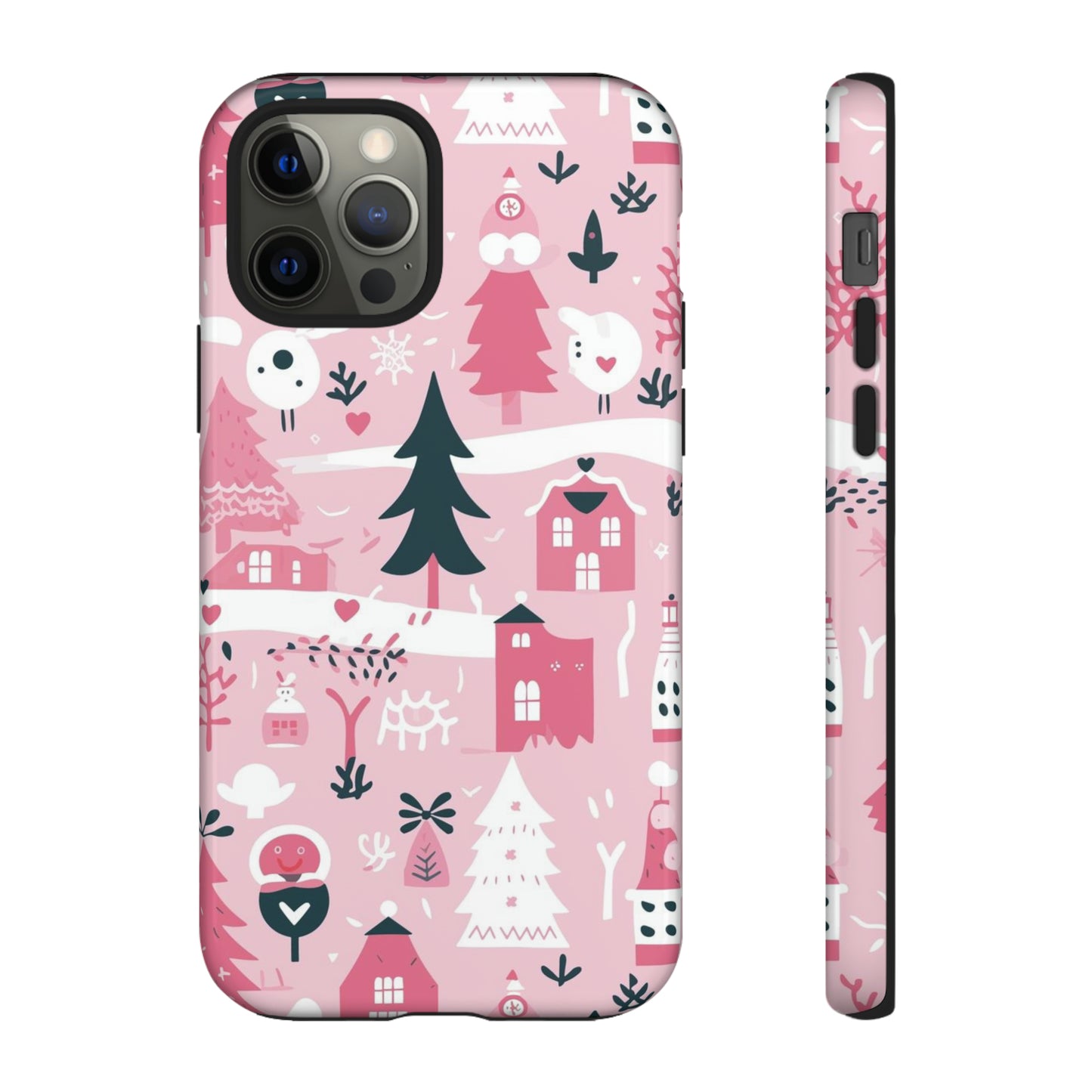 Pink Christmas Design Protective Case for Iphone, Samsung and Google Phones