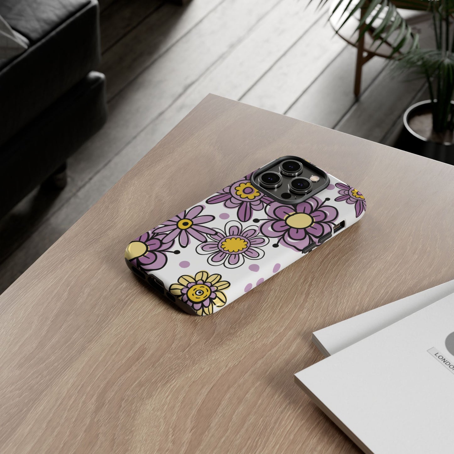 Purple Flowers Protective Phone Case