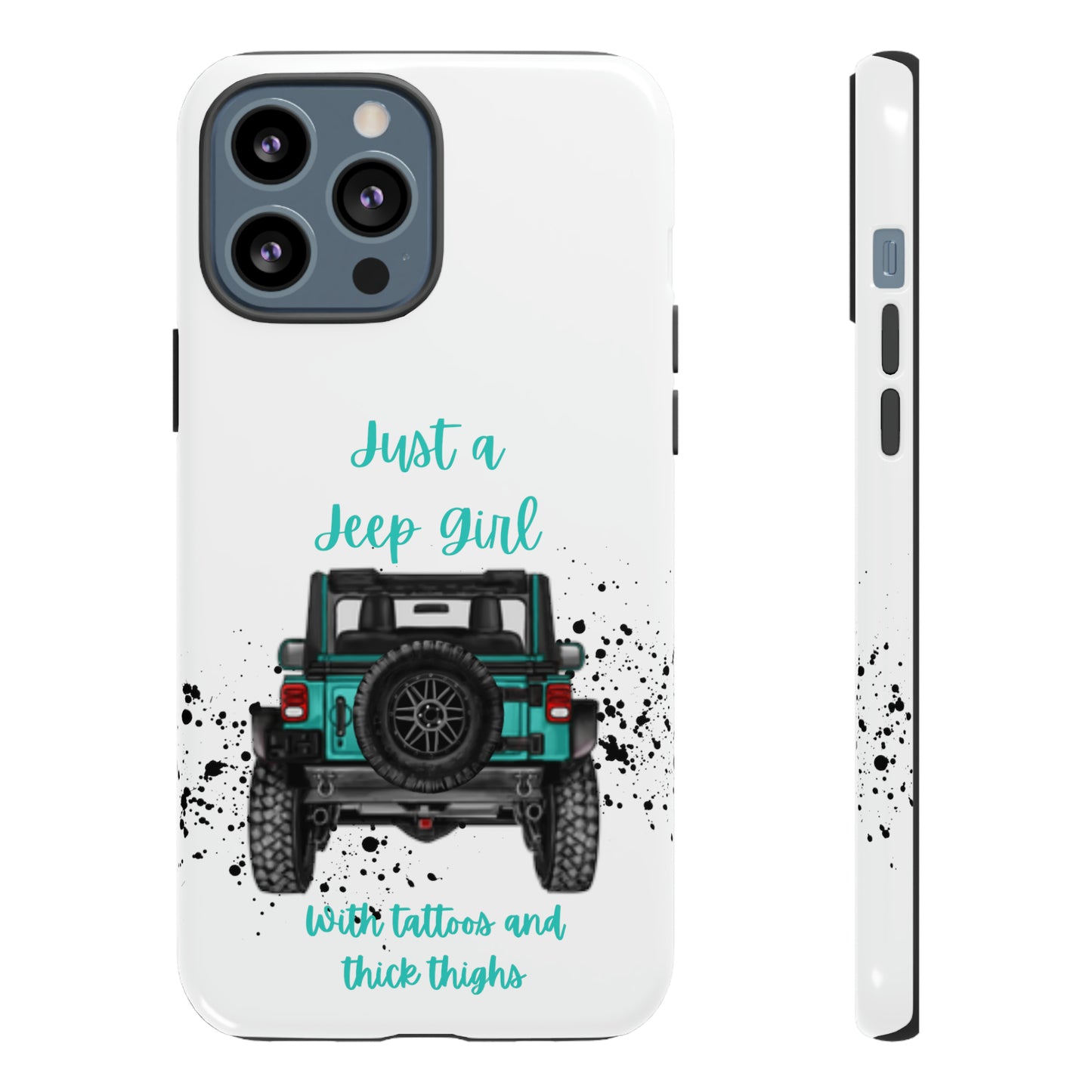 Off Road Girl with Tattoos and Thick Thighs Turquoise Protective Phone Case